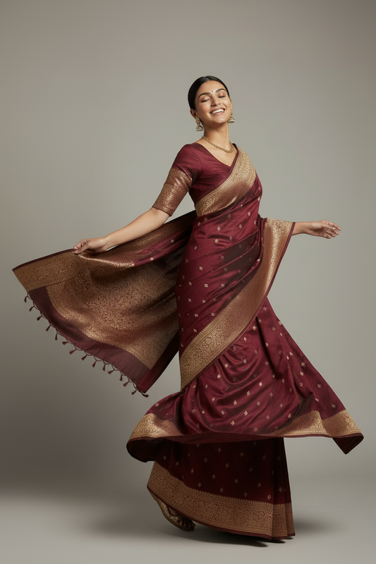 Coffee Brown netra crepe saree
