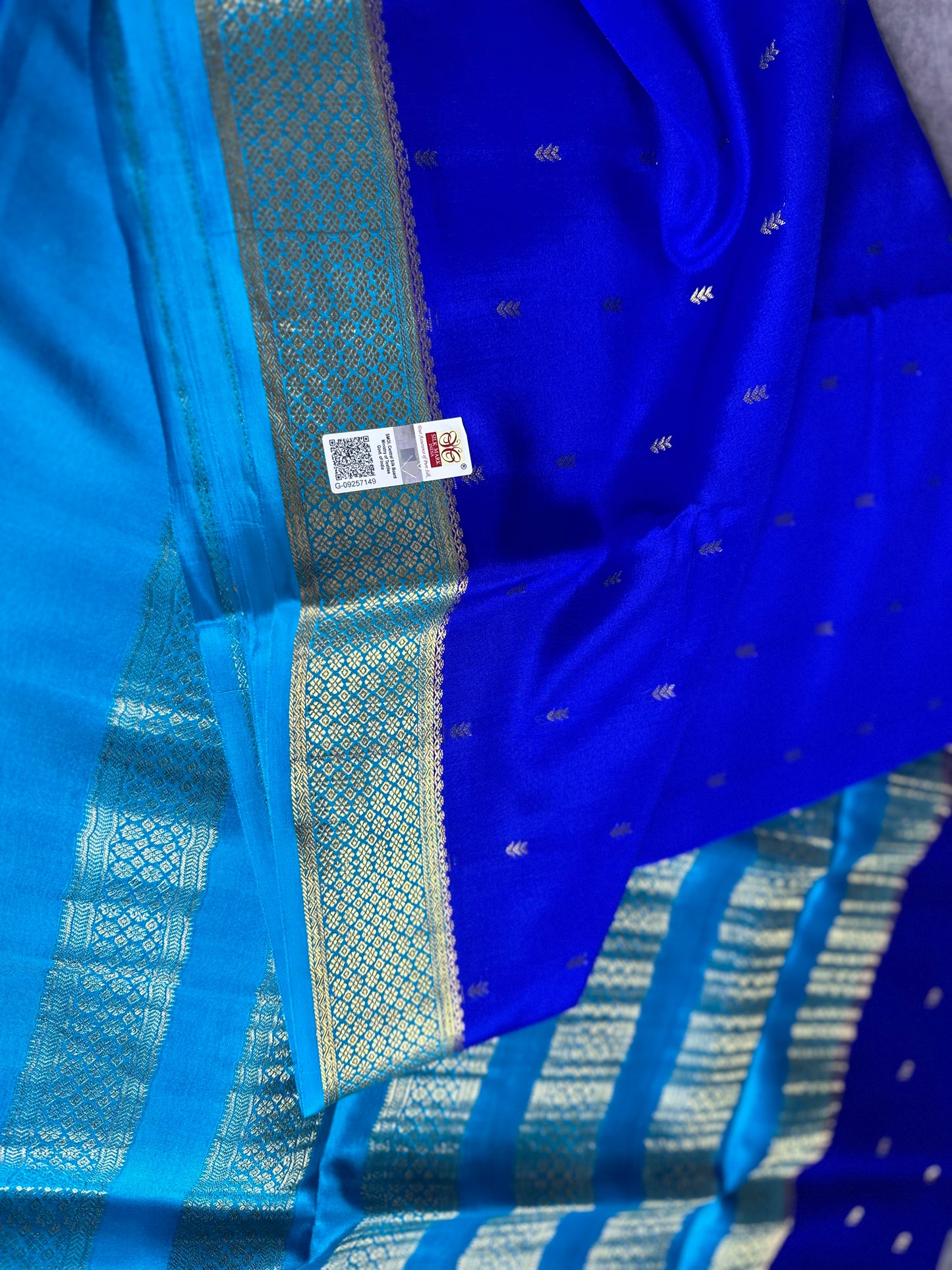 Navy blue arrow butta pure crepe silk saree