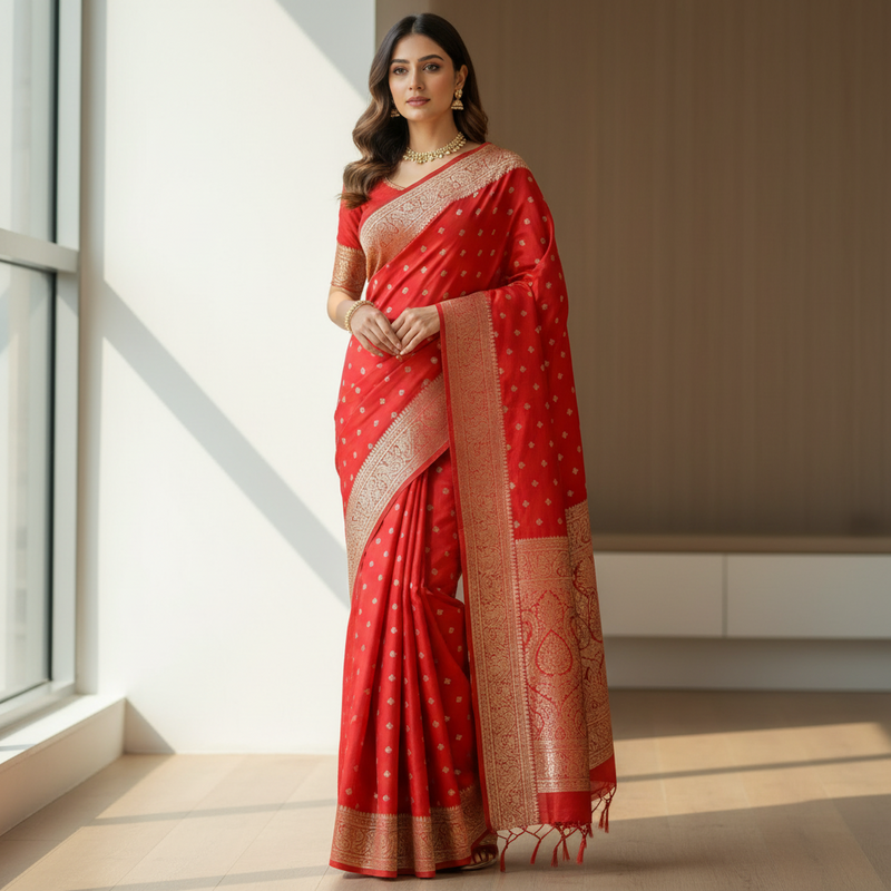 Orange netra crepe saree