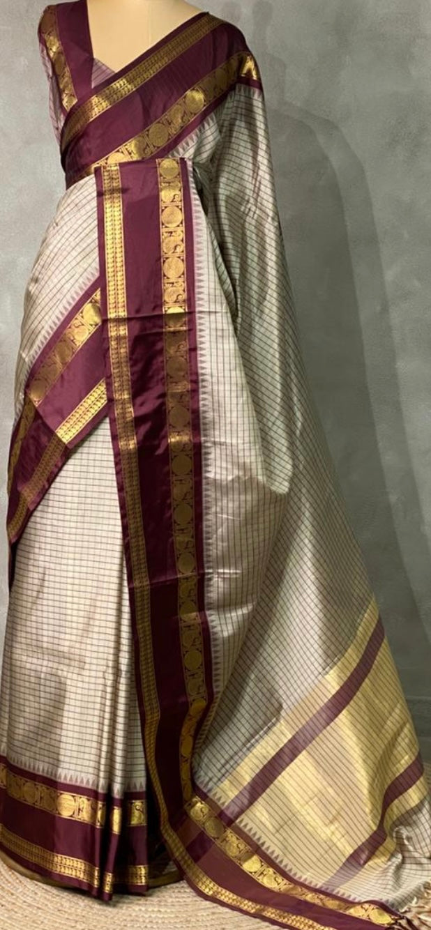 Mocha semi silk saree