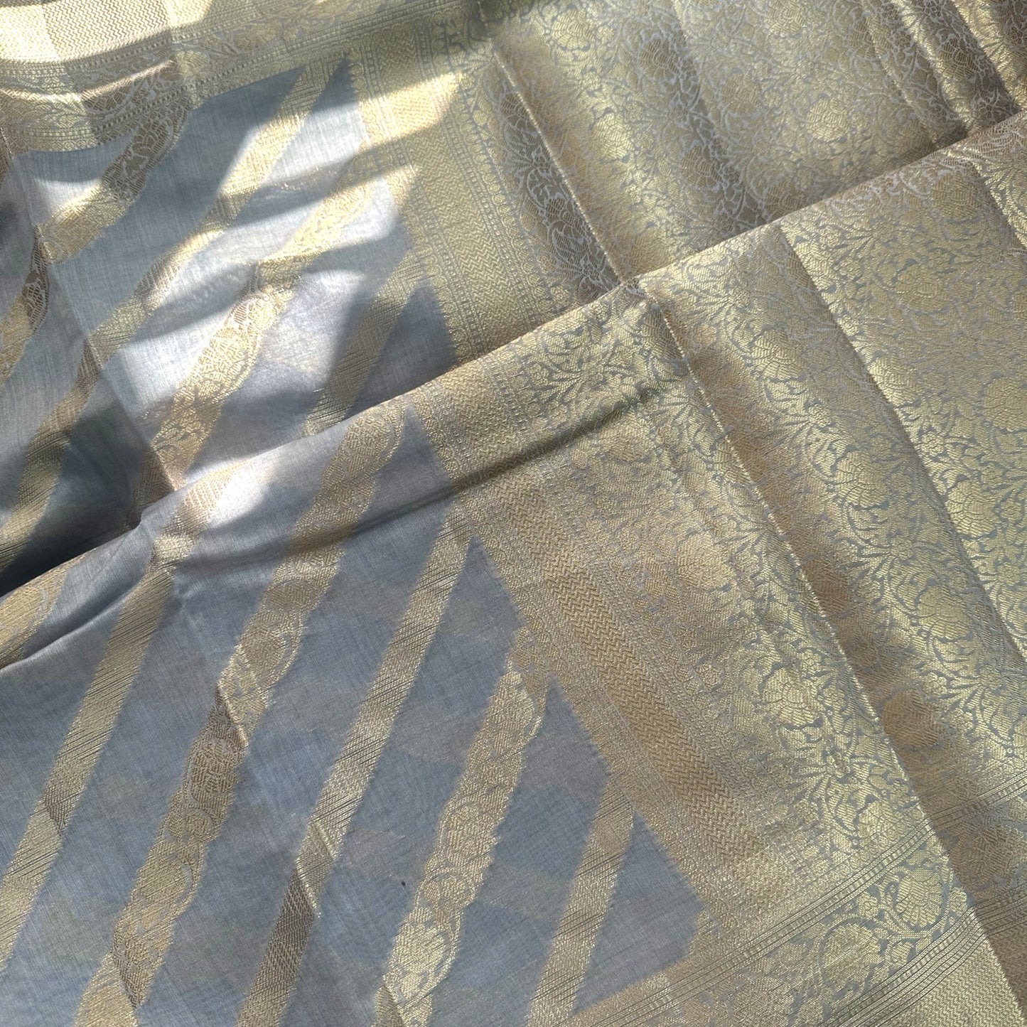 Powder blue Chanderi cotton silk