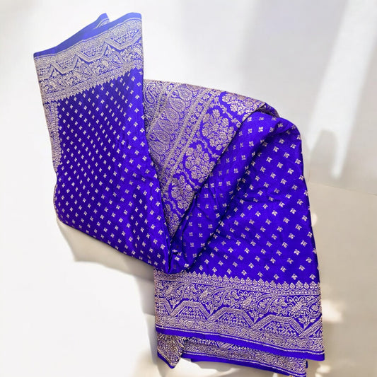 Purple pure crepe silk saree