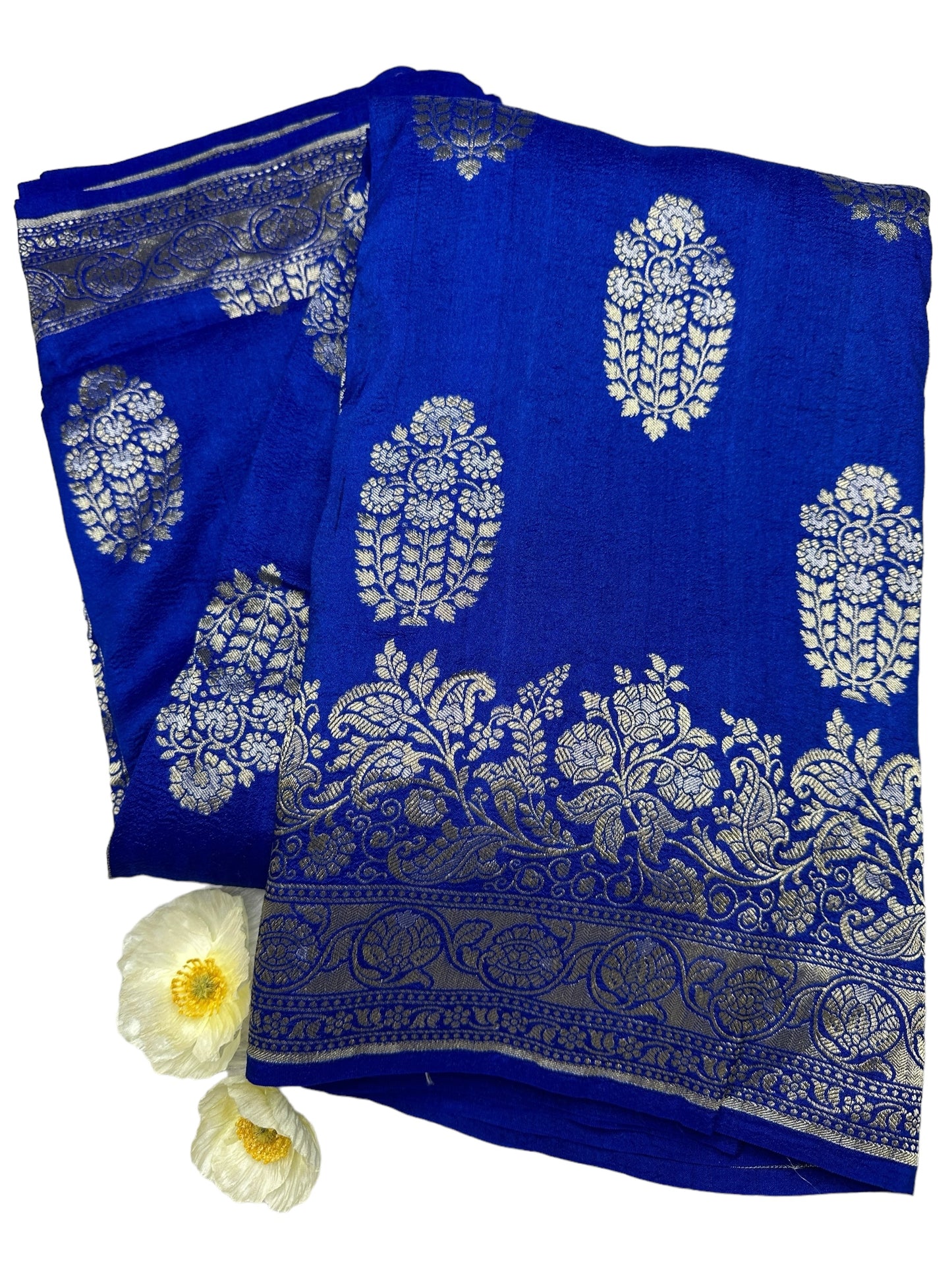 Blue pure tussar silk saree