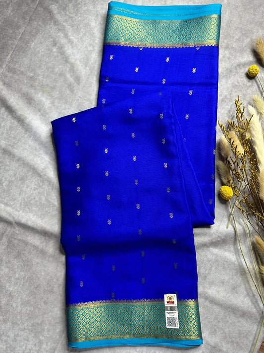 Navy blue arrow butta pure crepe silk saree