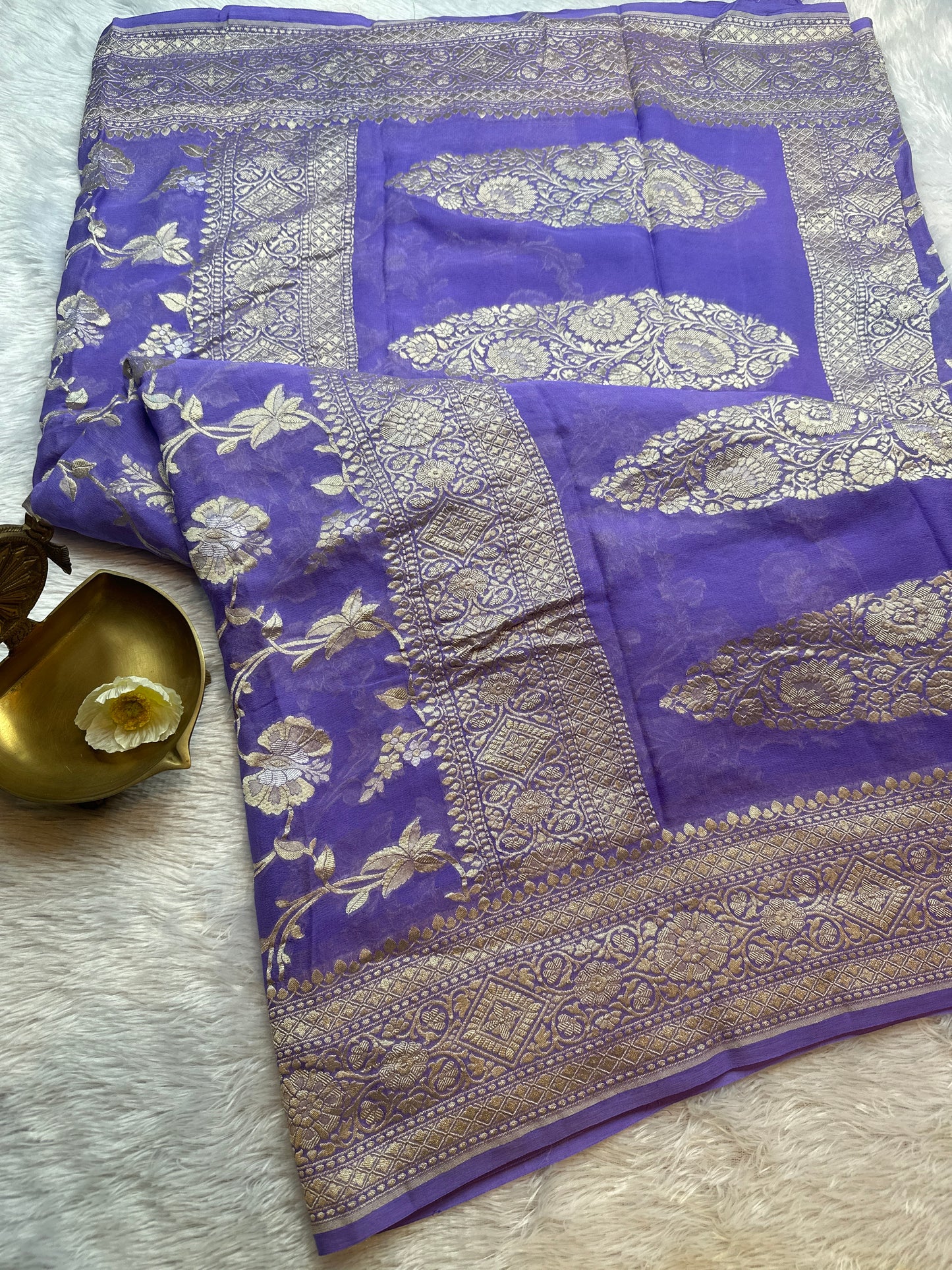 Lavender pure Georgette saree