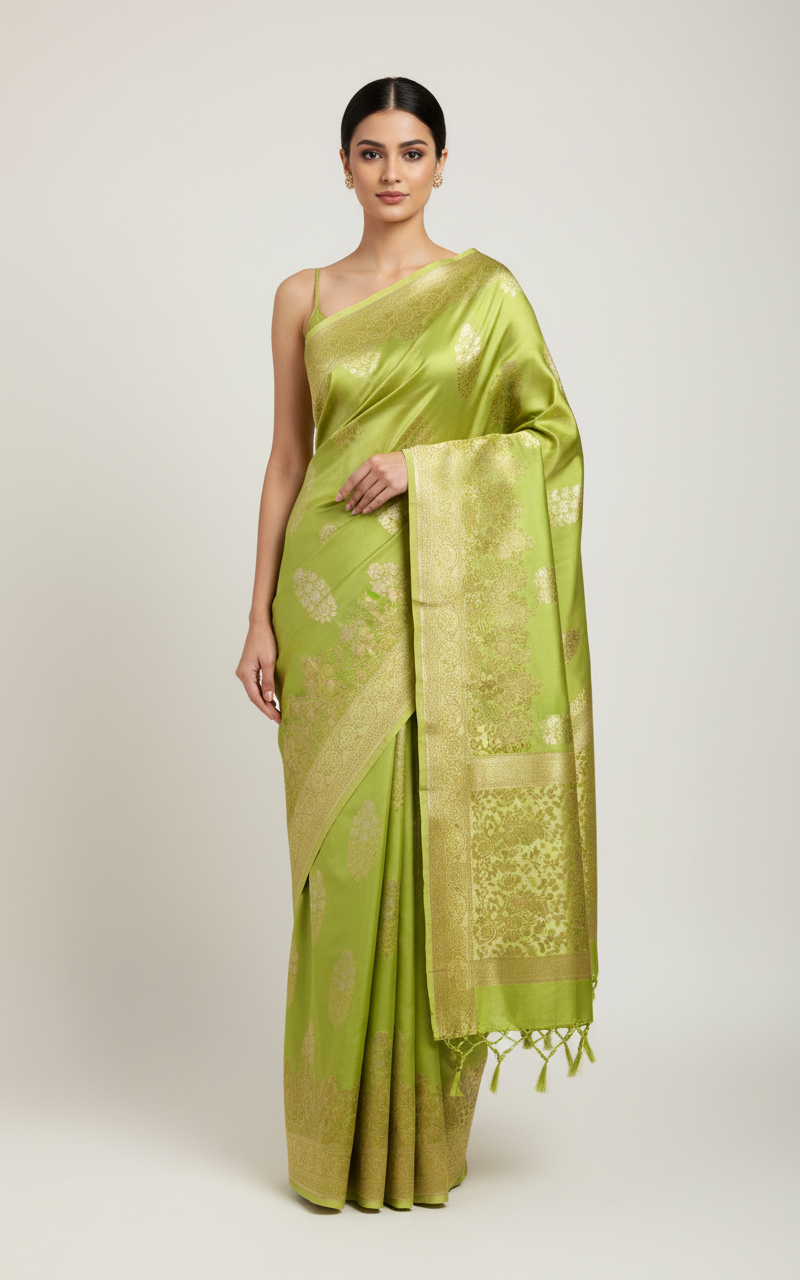 Pista green- Katan by Katan silk saree