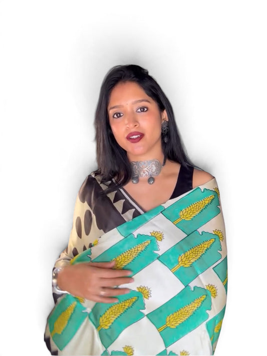 polka ajrak modal pure silk saree