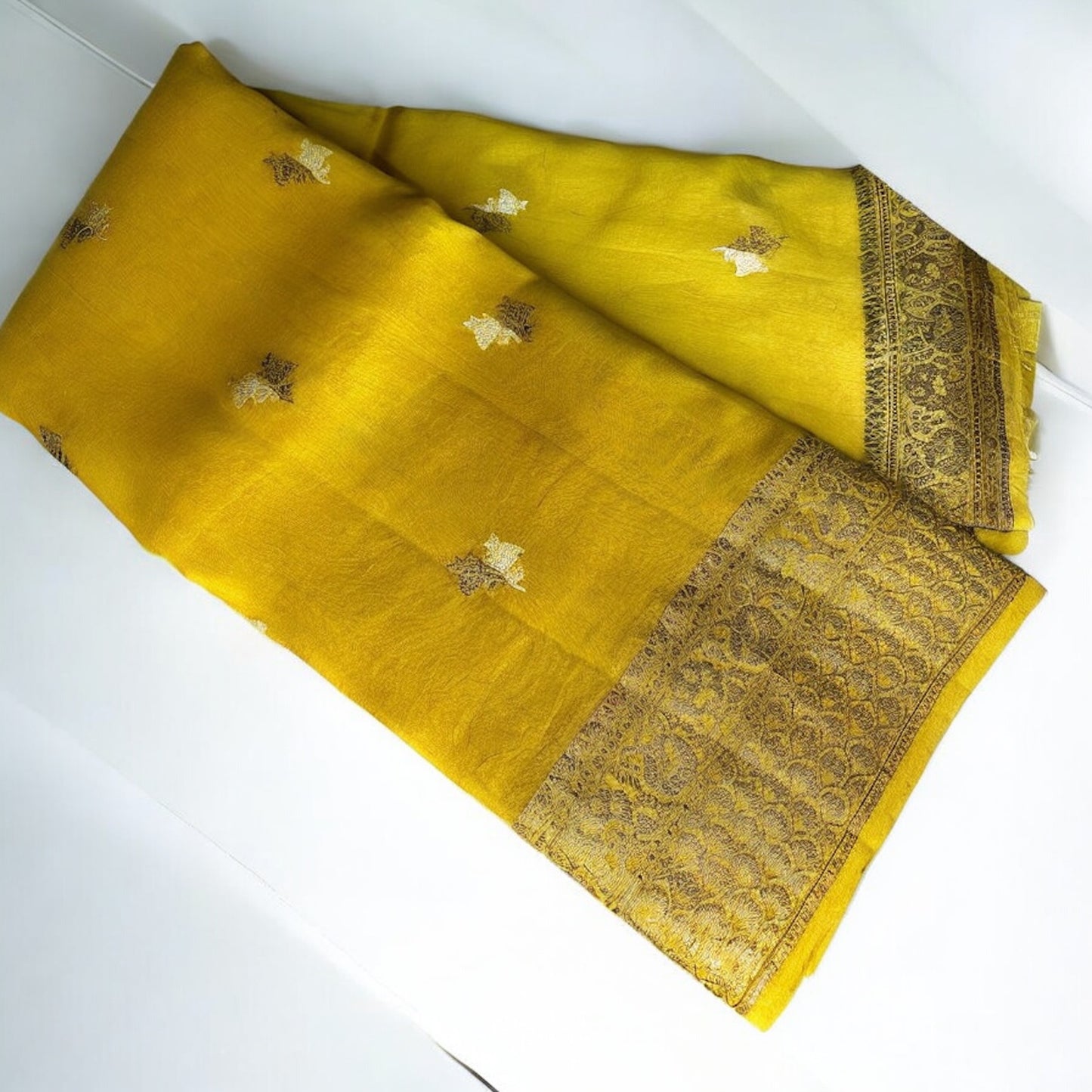 MUSTARD YELLOW 0-100 ORGANZA HANDLOOM