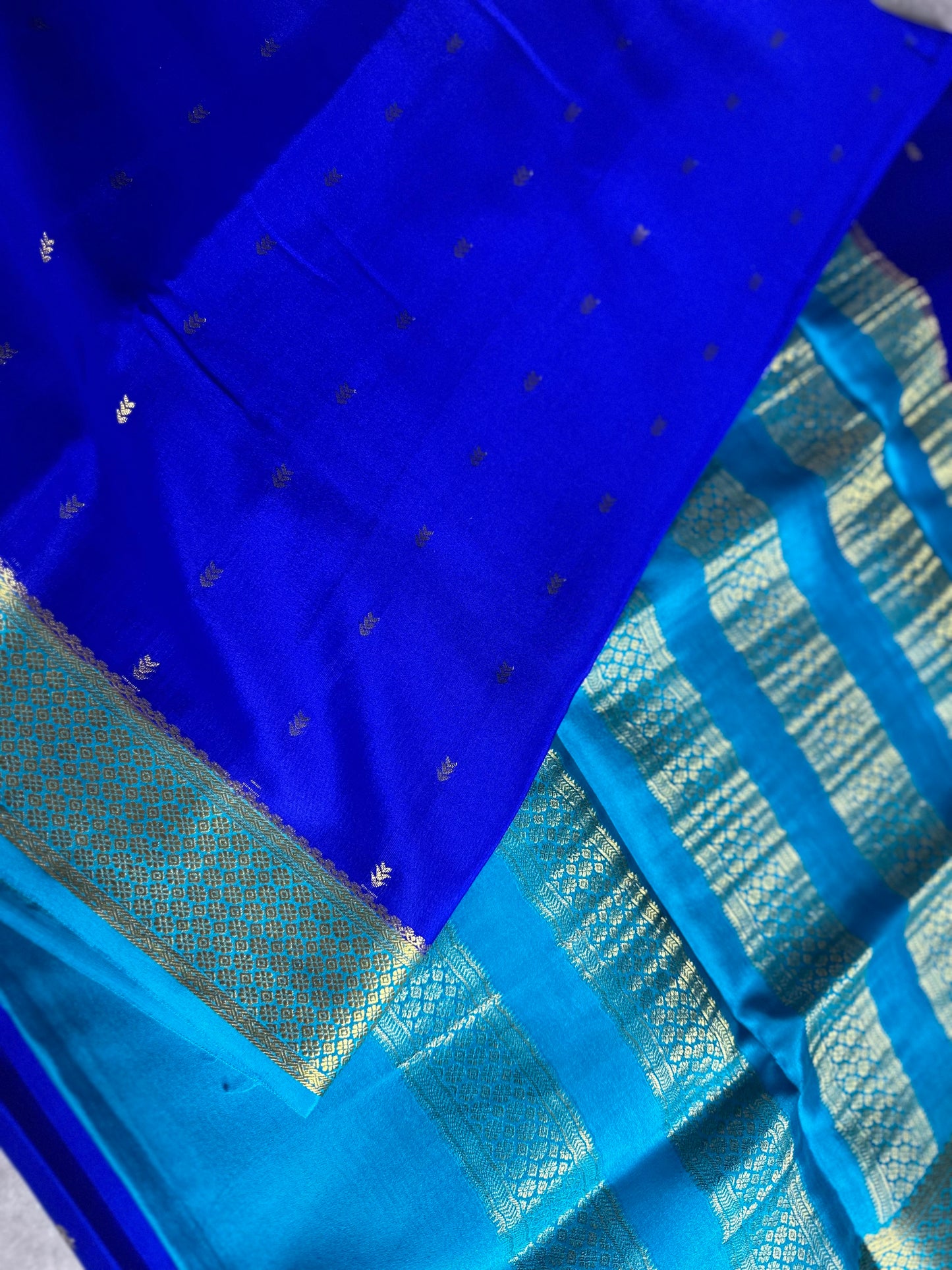 Navy blue arrow butta pure crepe silk saree