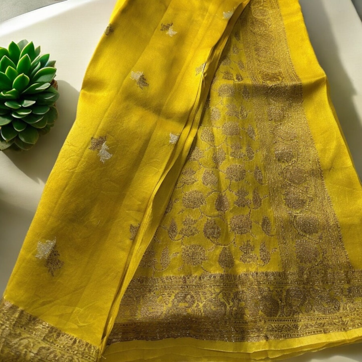 MUSTARD YELLOW 0-100 ORGANZA HANDLOOM