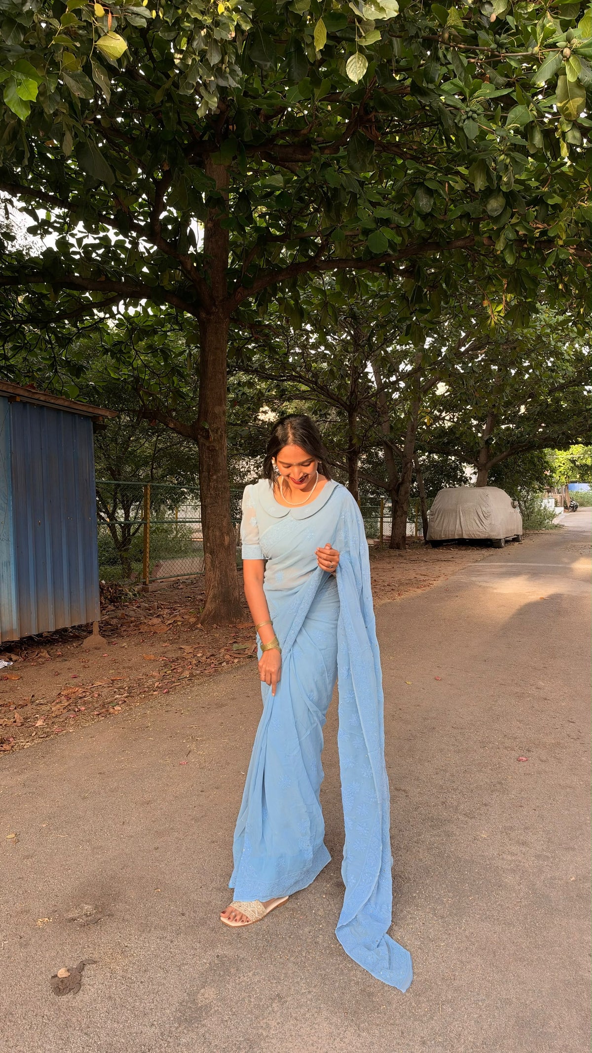 Celeste- baby blue saree- preorder only
