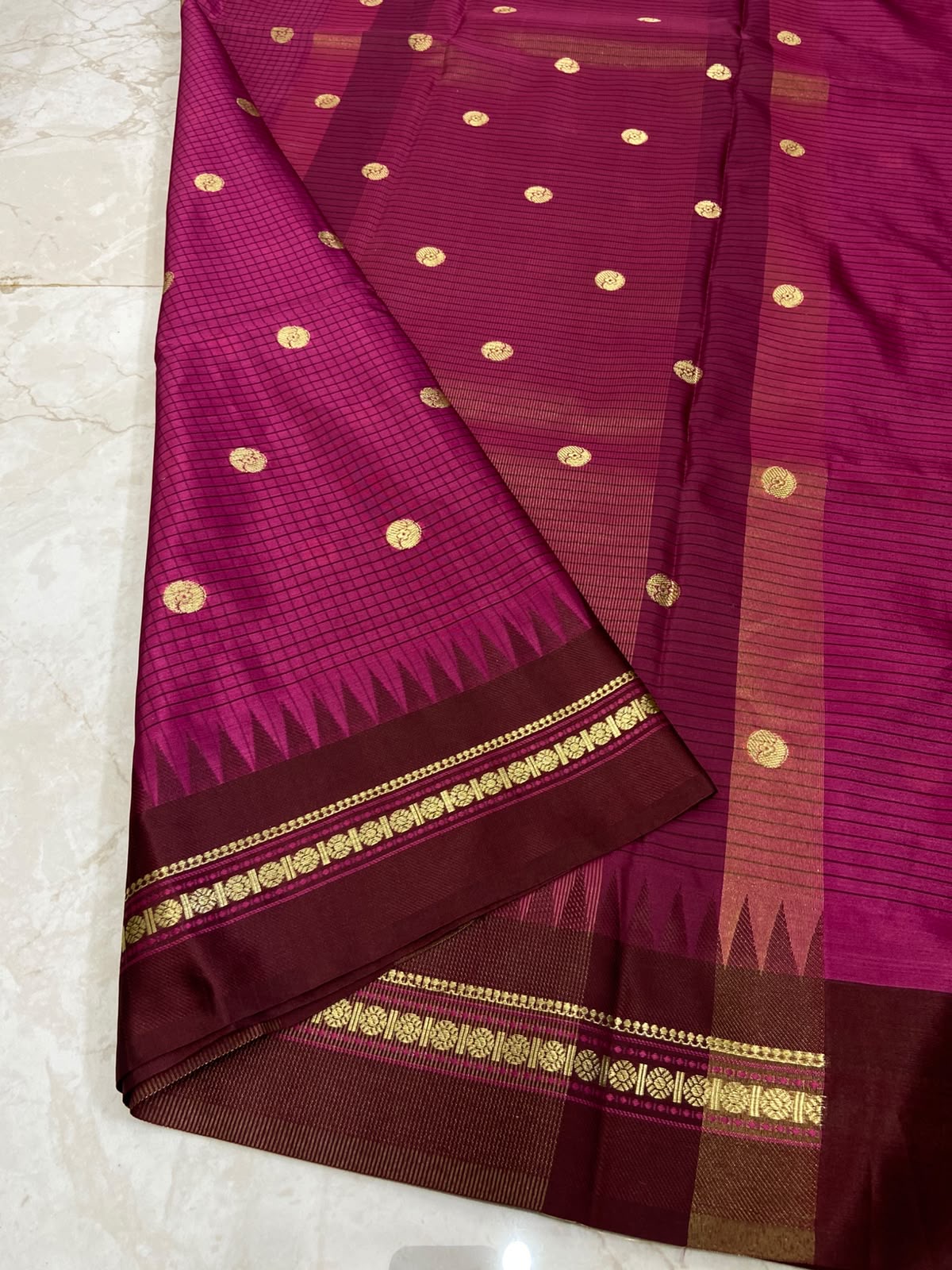 Magenta pink semi silk saree