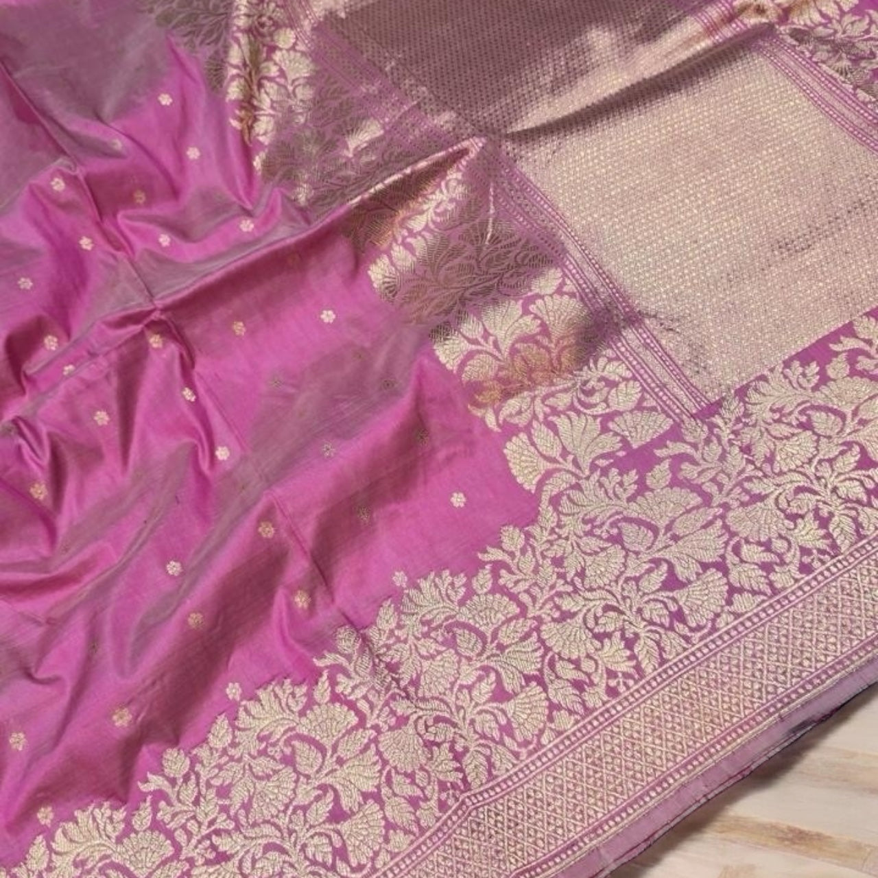 Pink pure Banarasi silk saree