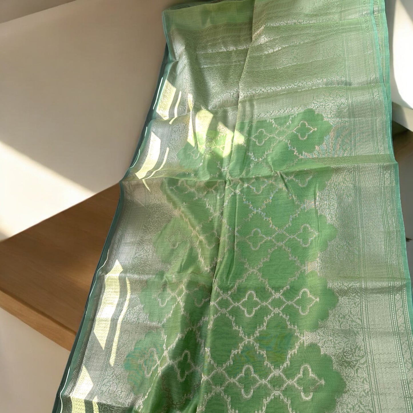 Green Chanderi cotton silk