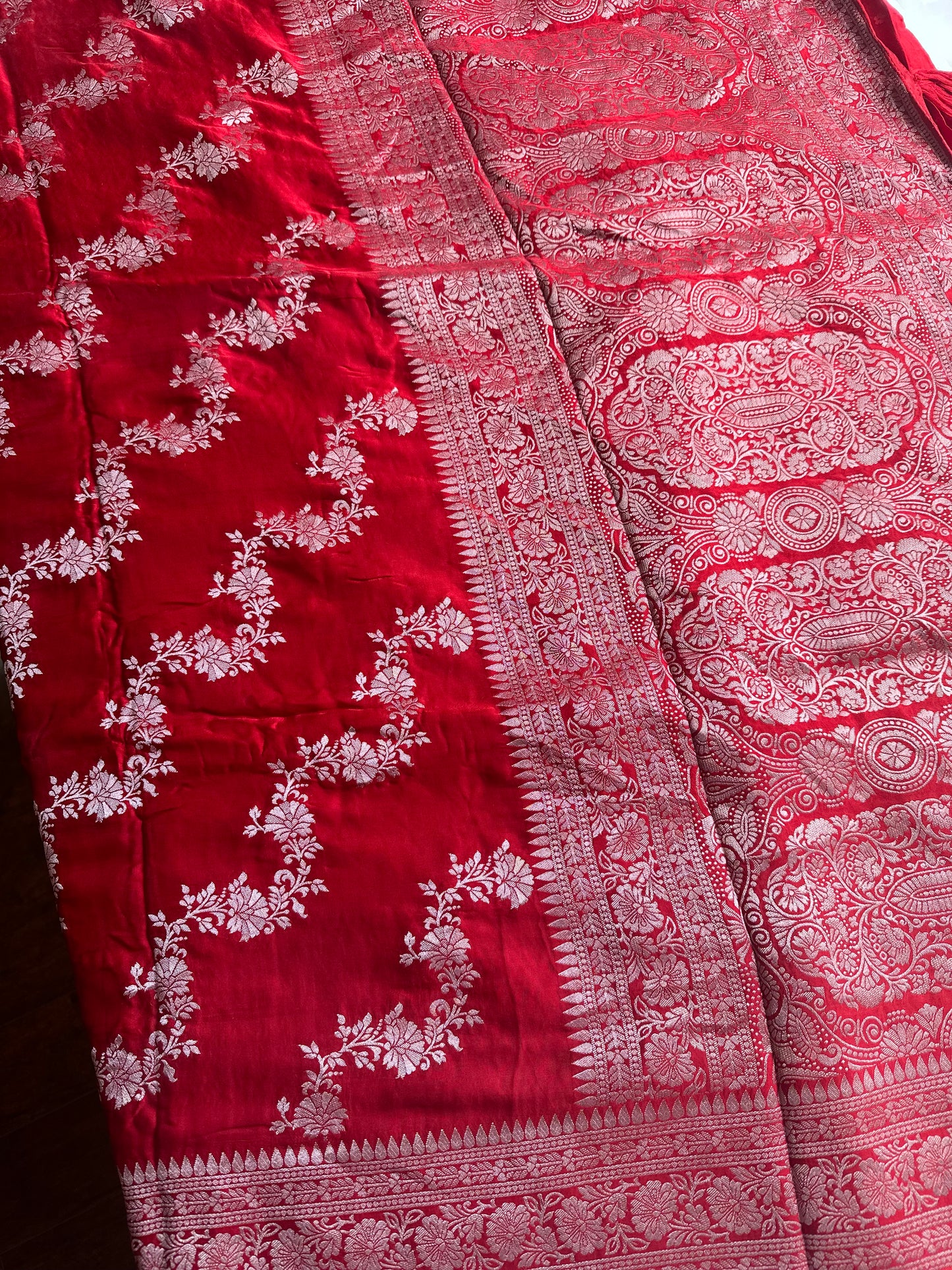 Red mashru satin silk saree