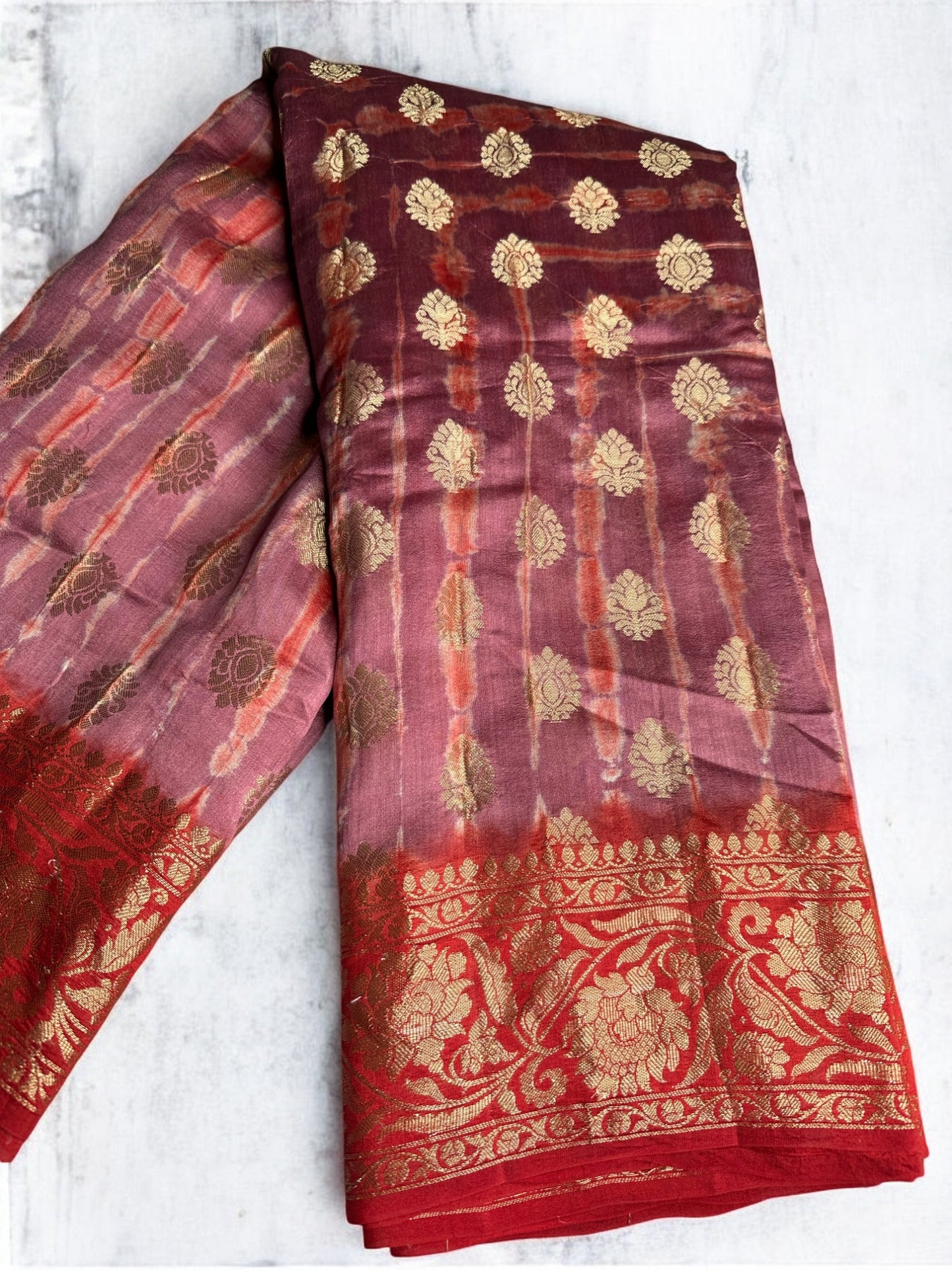 Tie dye pure chiniya silk saree