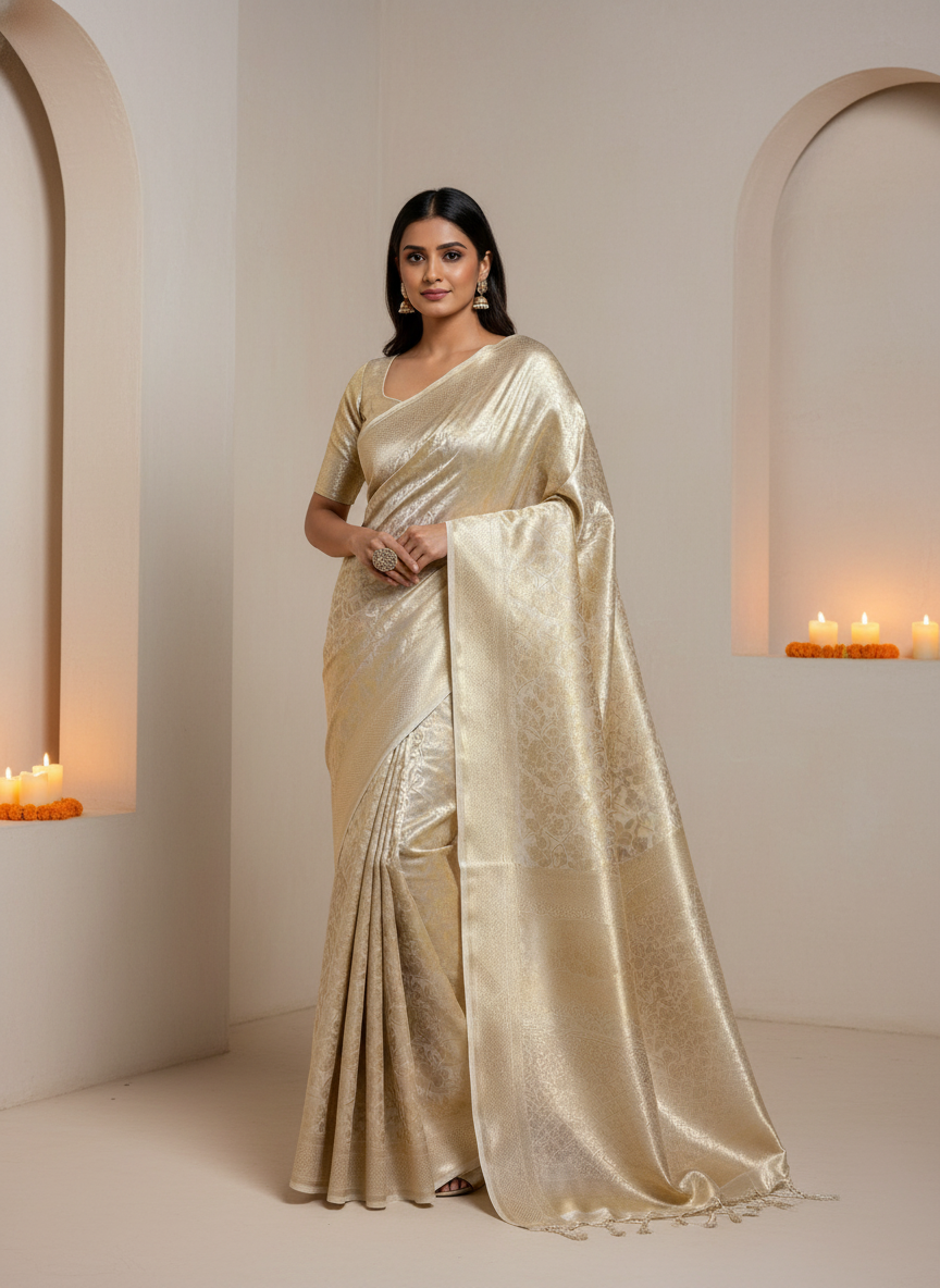 tissue brocade saree
