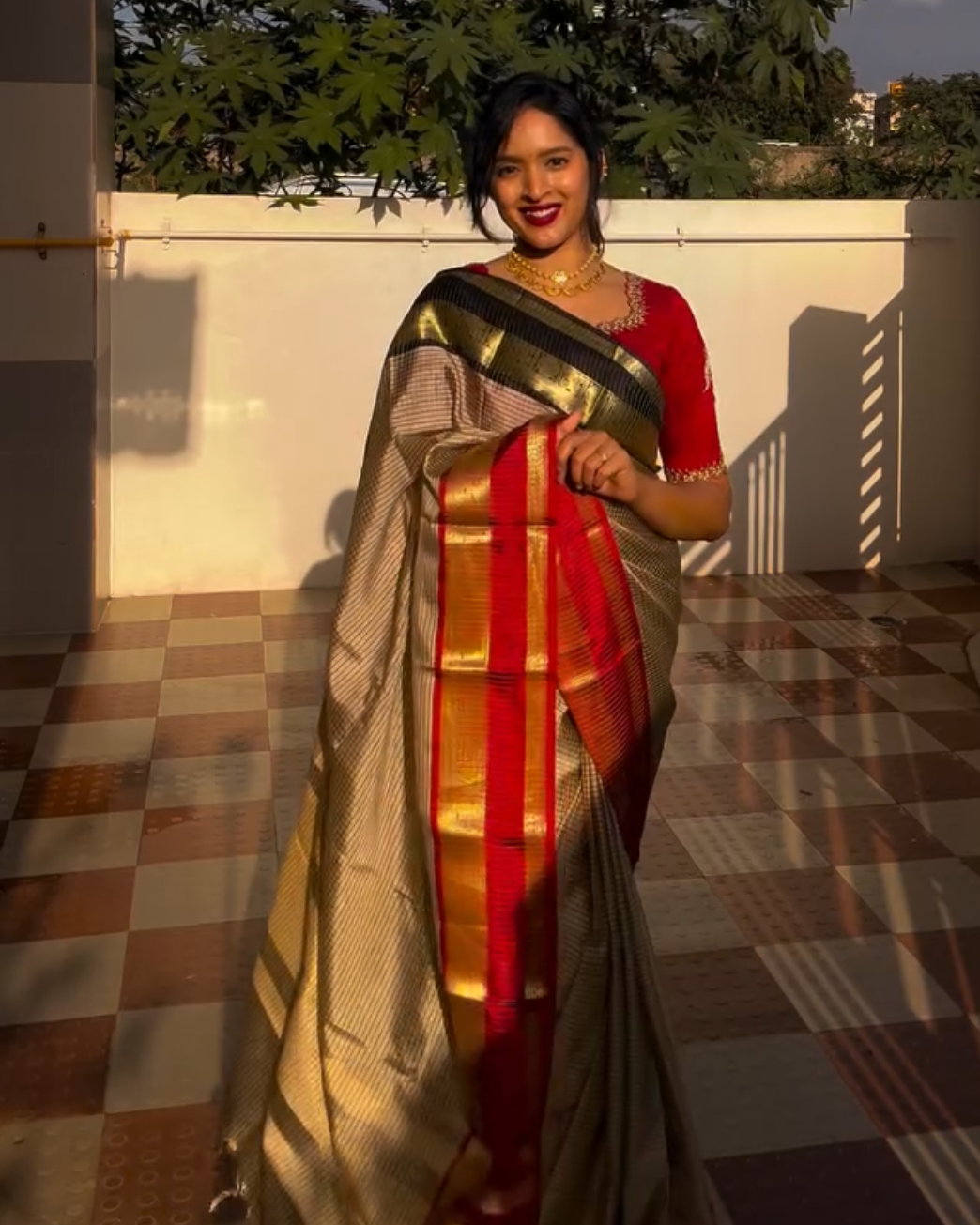 Grey with contrast border semi silk saree
