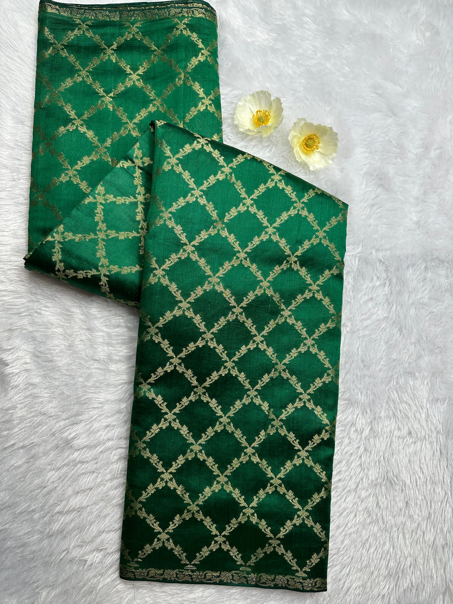 Green pure chiniya silk saree