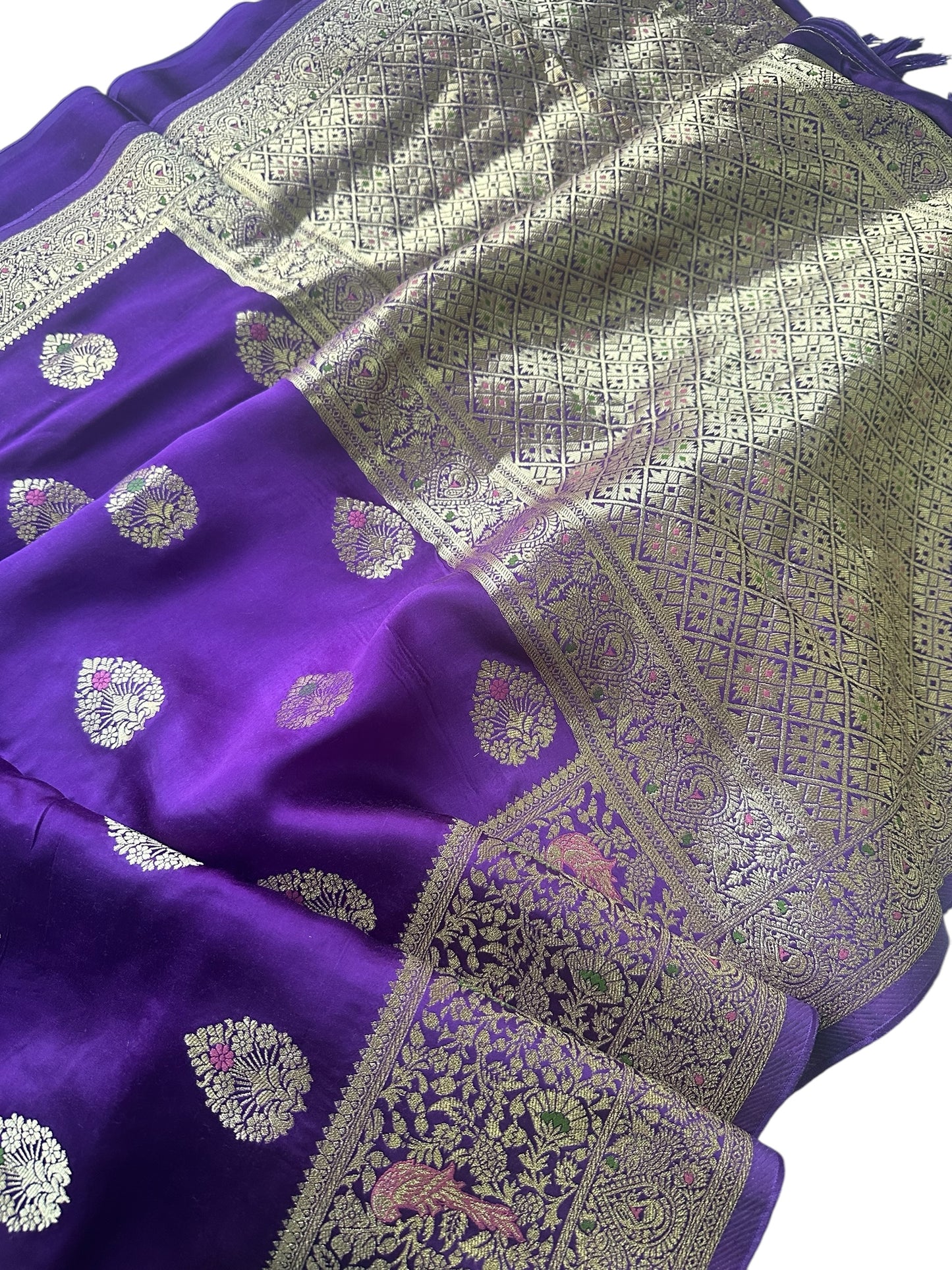 Purple mashru satin silk saree