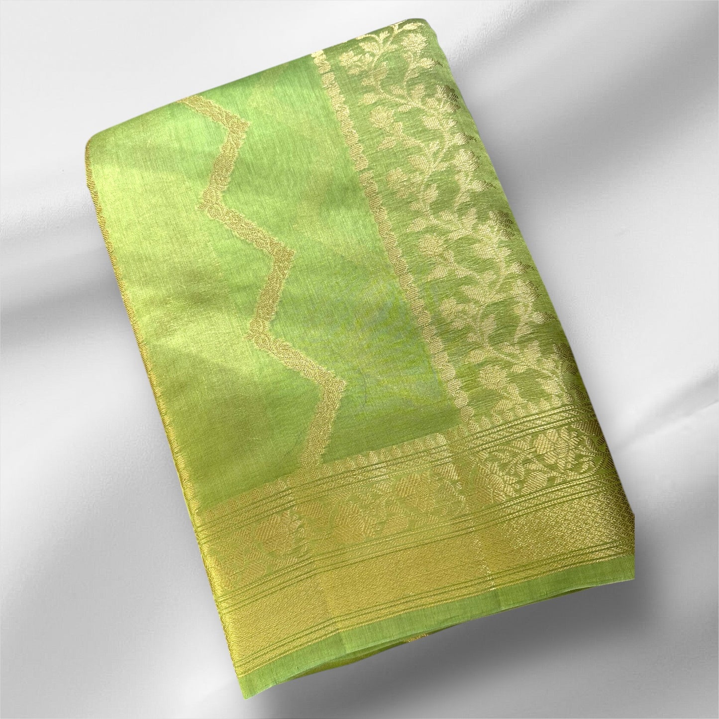 Green Chanderi cotton silk