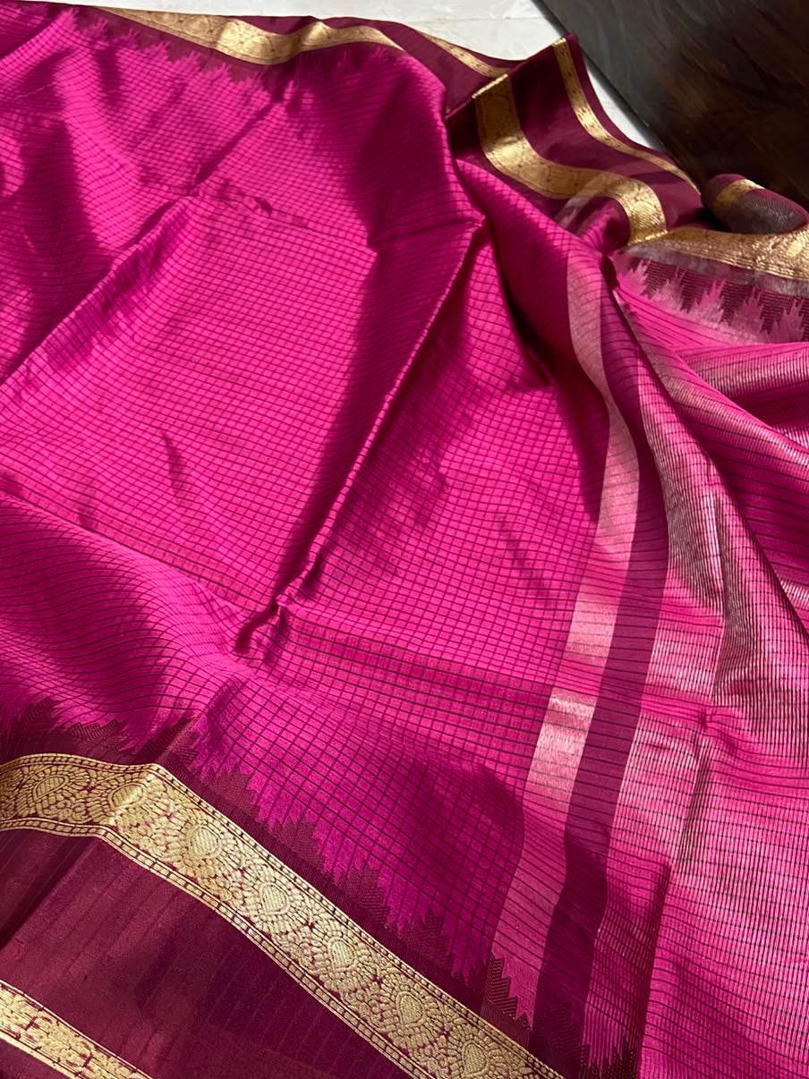 Magenta pink semi silk saree