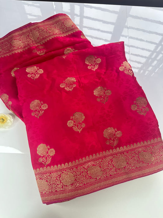 Rani pink mashru satin saree