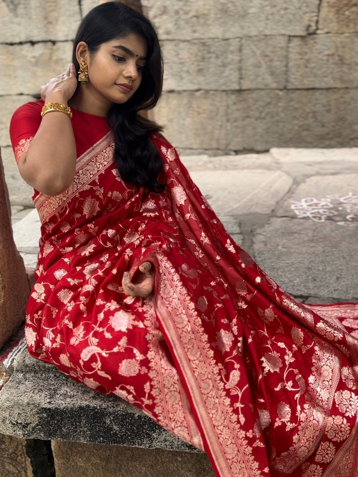 Red Nethra silk saree