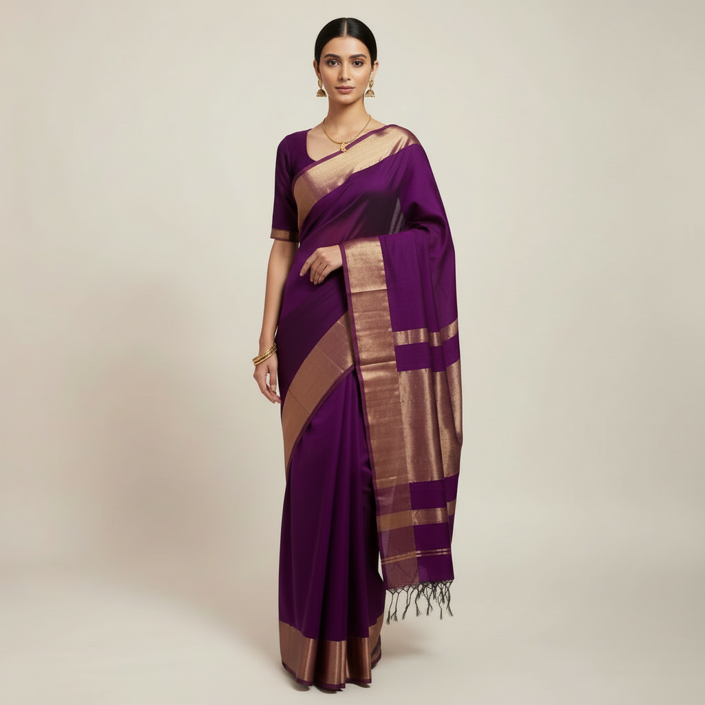 Magenta handloom silk saree