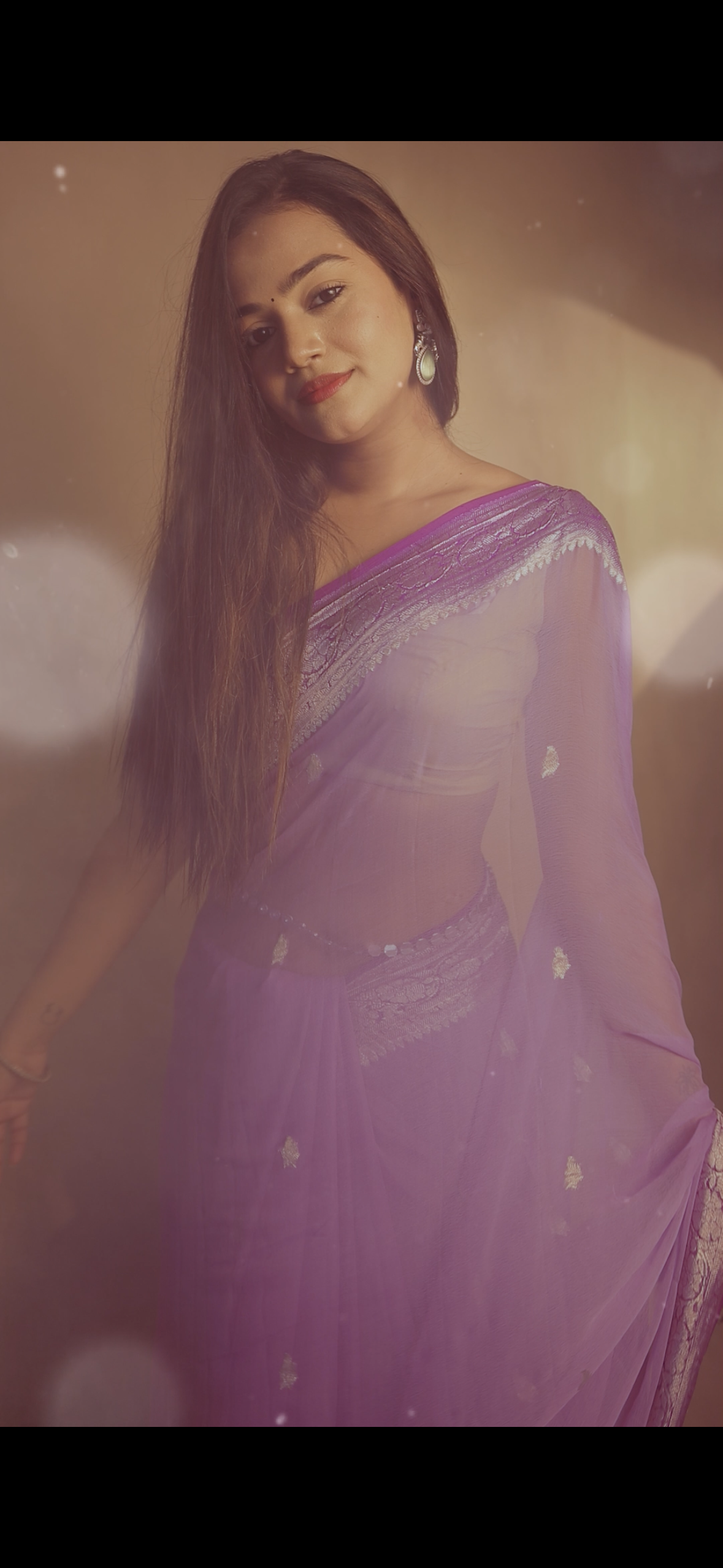 Lavender - purple pure khaddi chiffon saree