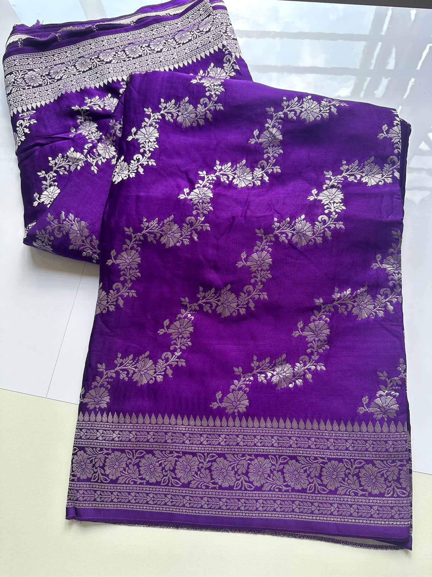 Purple mashru satin silk saree