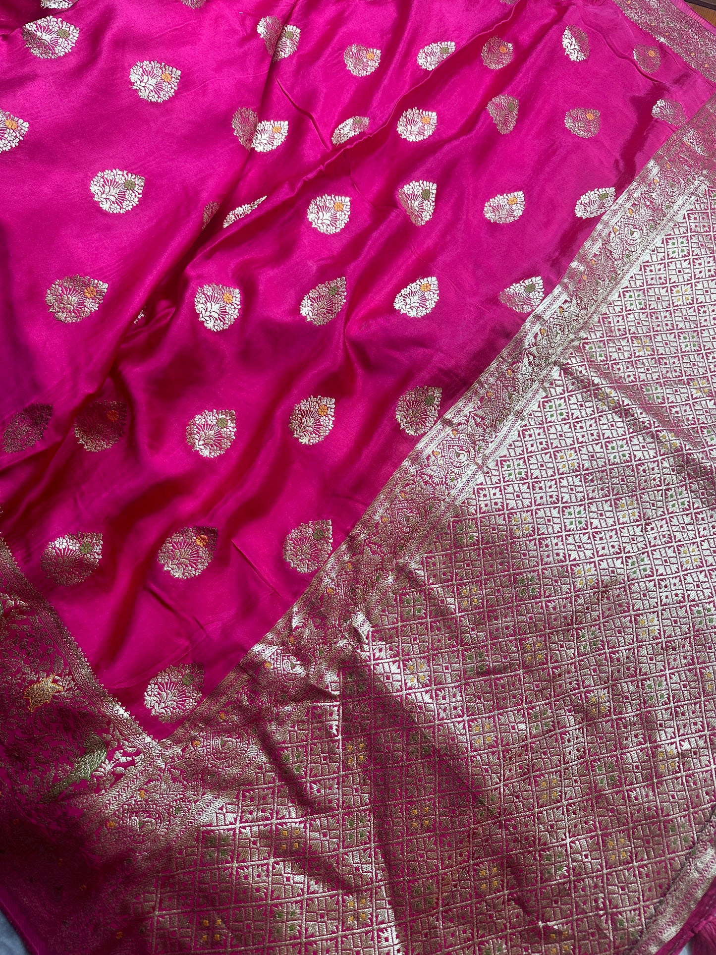 Rani Pink mashru satin silk saree