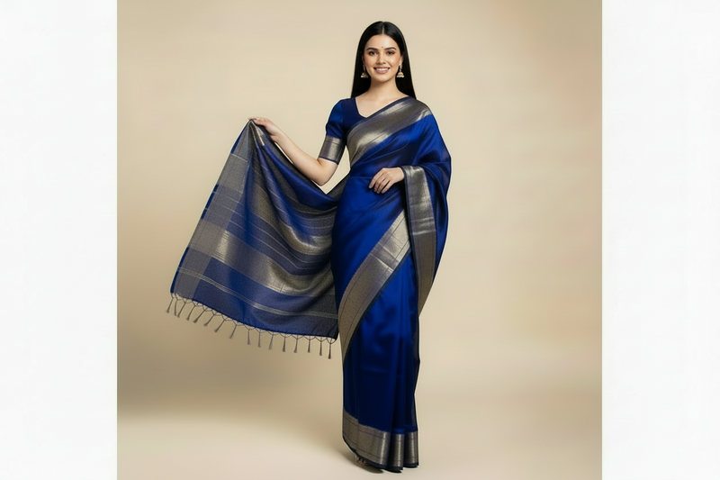 Blue handloom silk saree