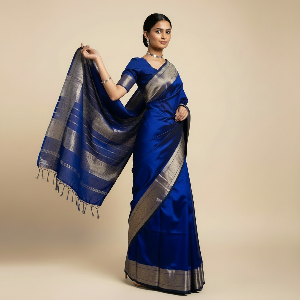 Blue handloom silk saree