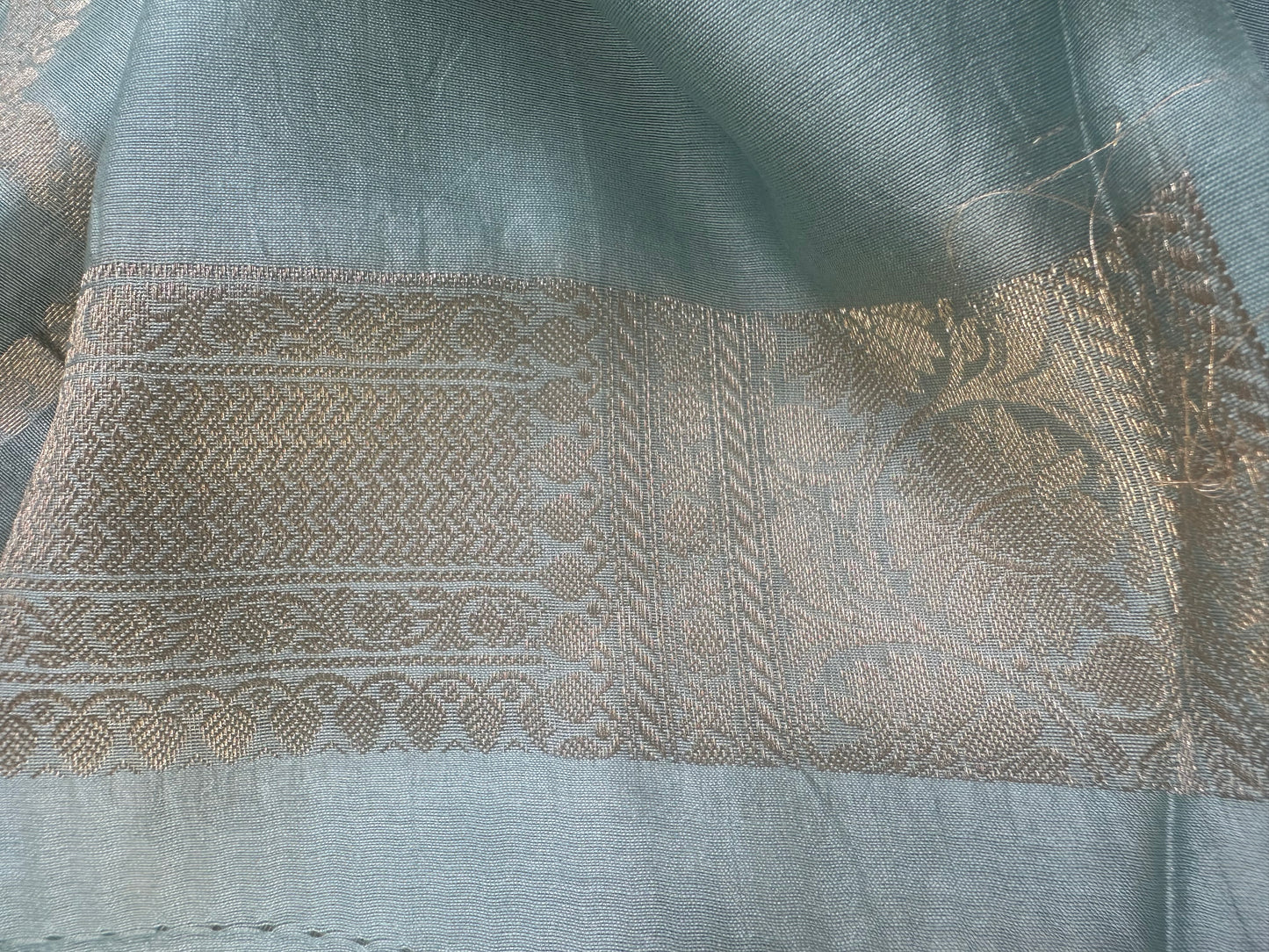 Powder blue Chanderi cotton silk