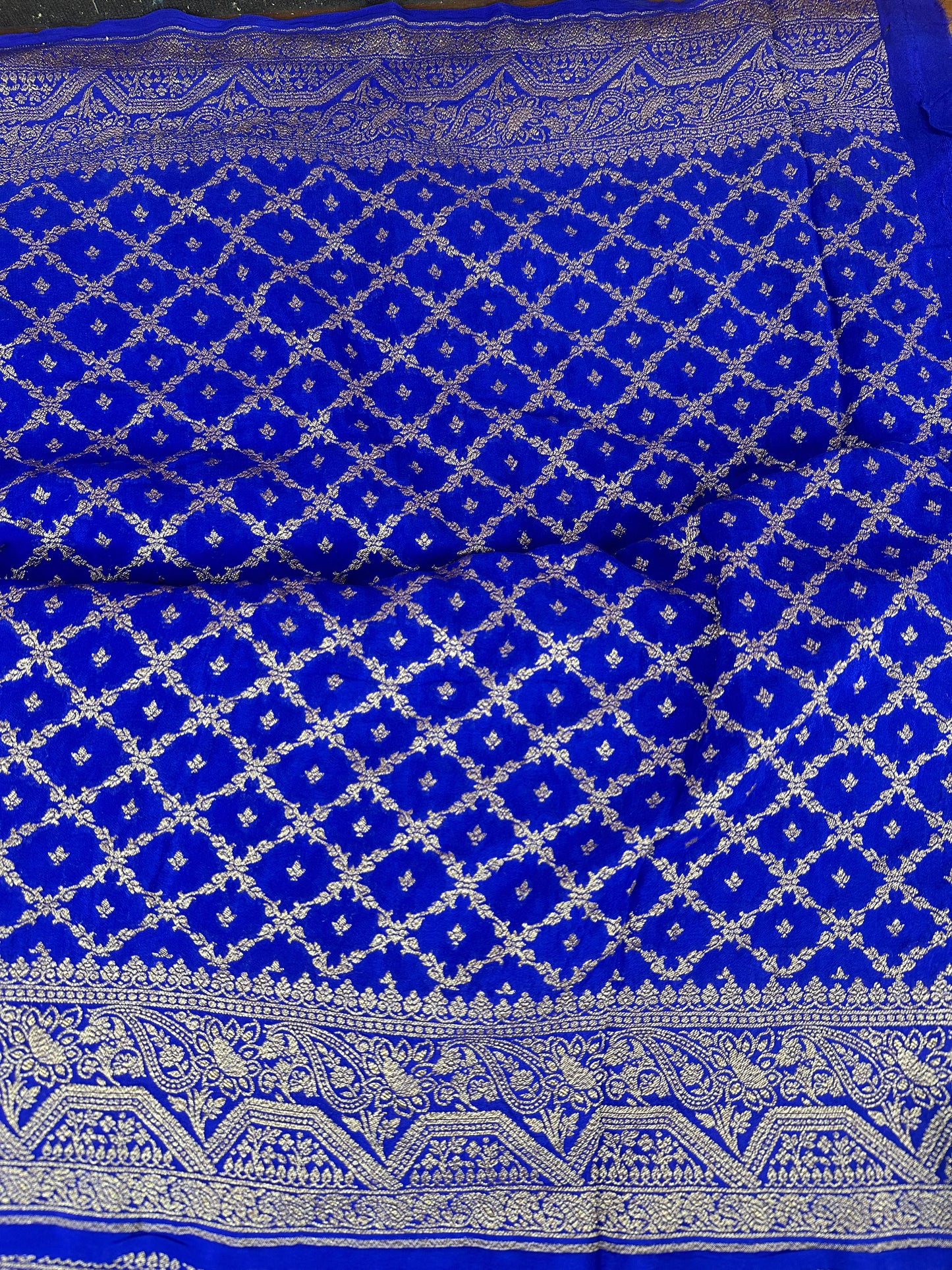 Royal blue pure crepe silk saree