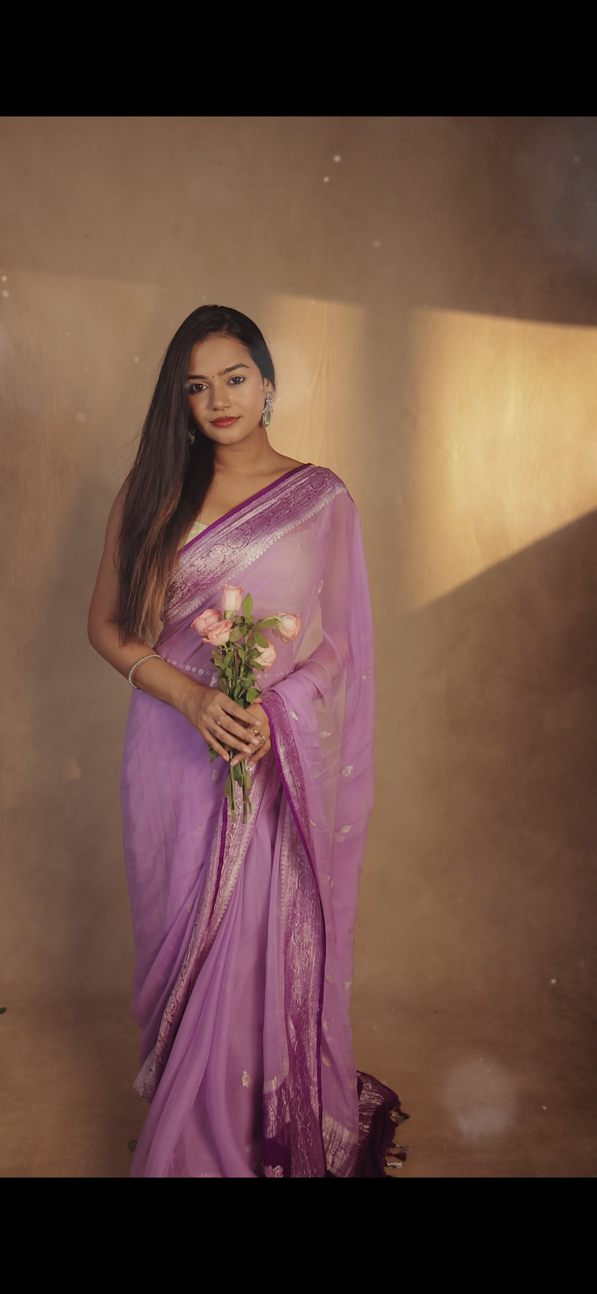 Lavender - purple pure khaddi chiffon saree