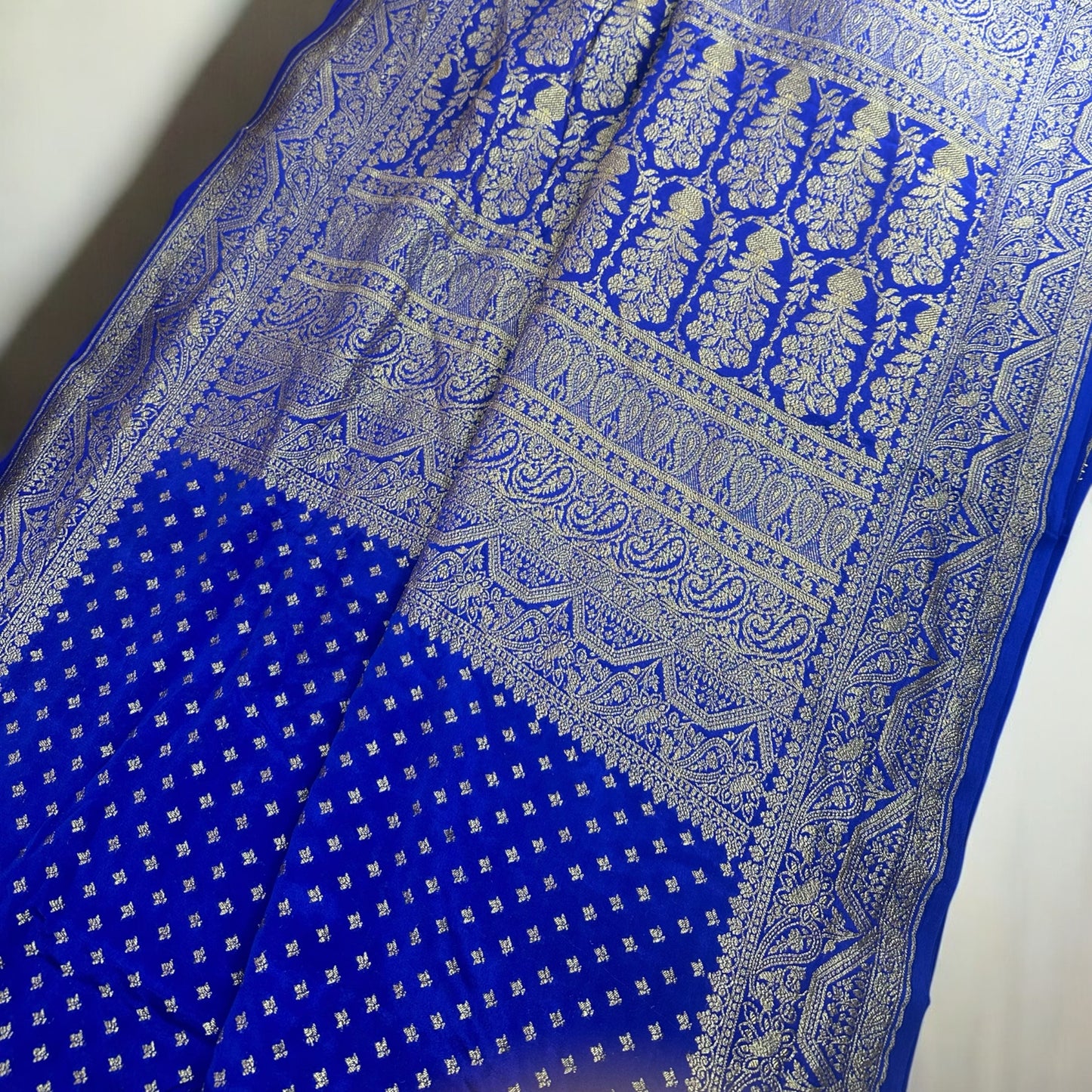 Royal blue pure crepe silk saree