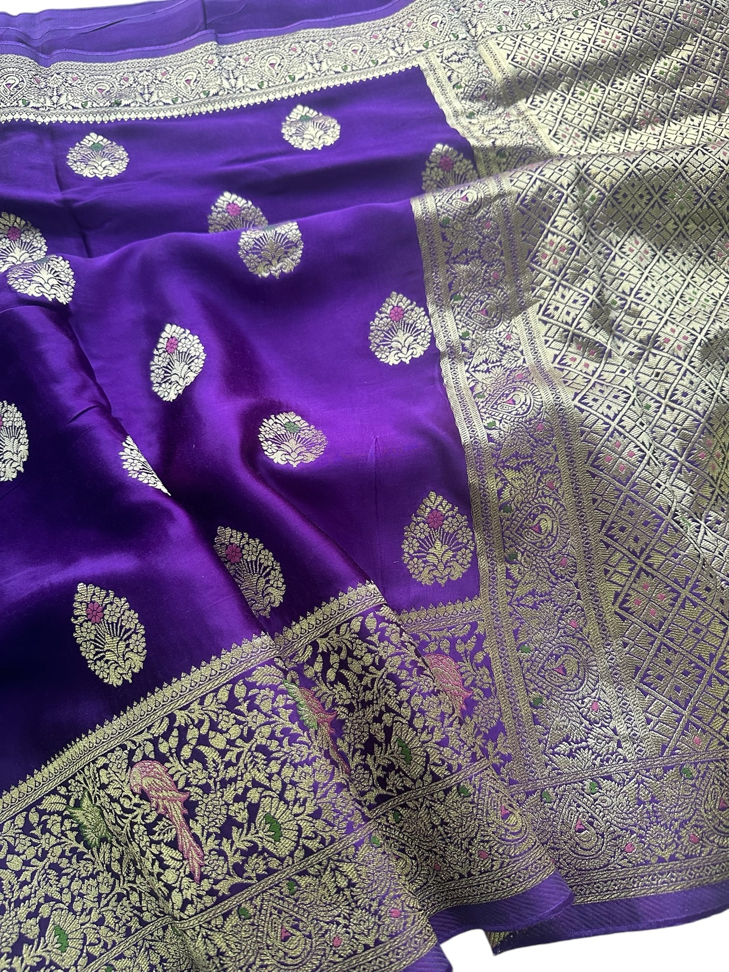 Purple mashru satin silk saree