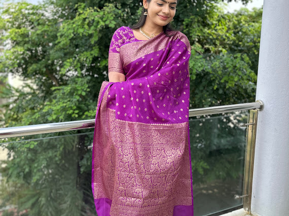 French violet netra crepe saree