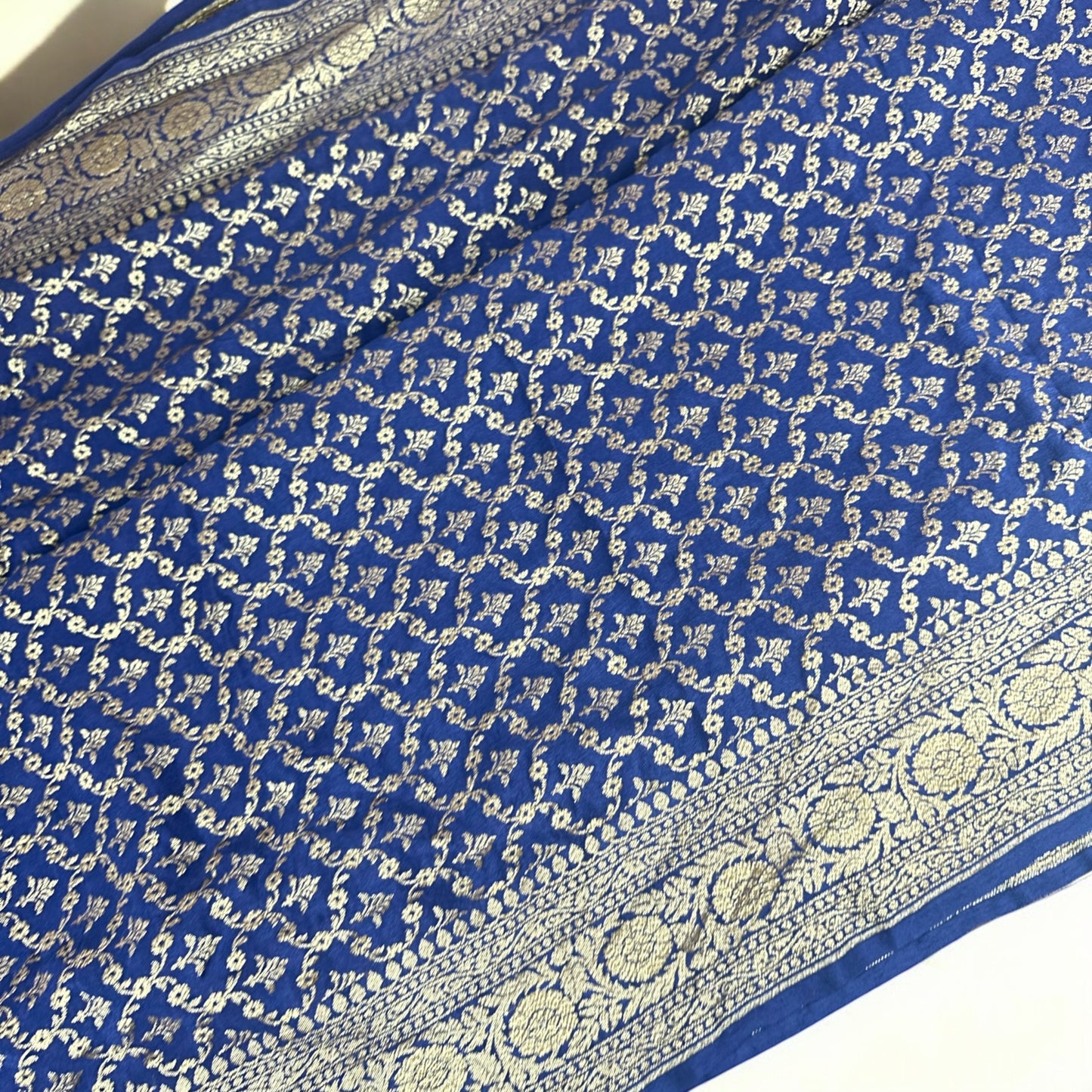 Classic blue pure crepe silk saree