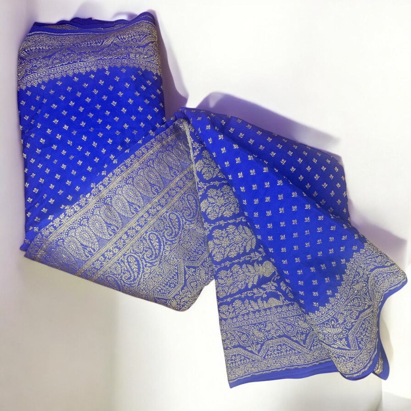 Royal blue pure crepe silk saree