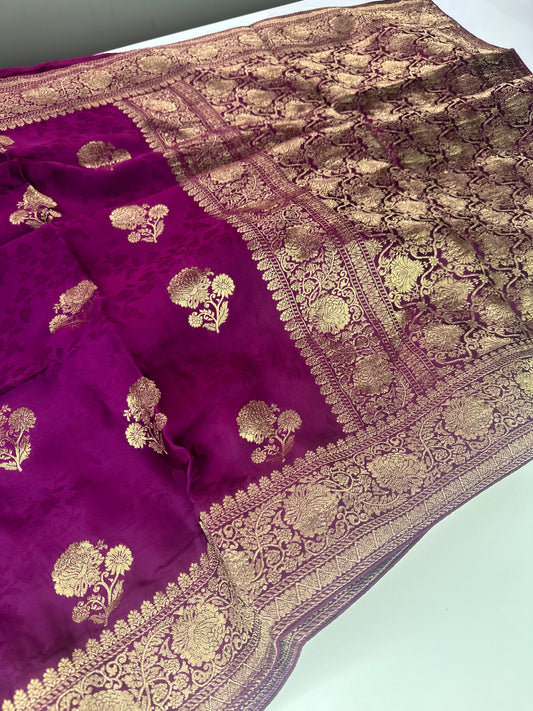 Purple mashru satin saree