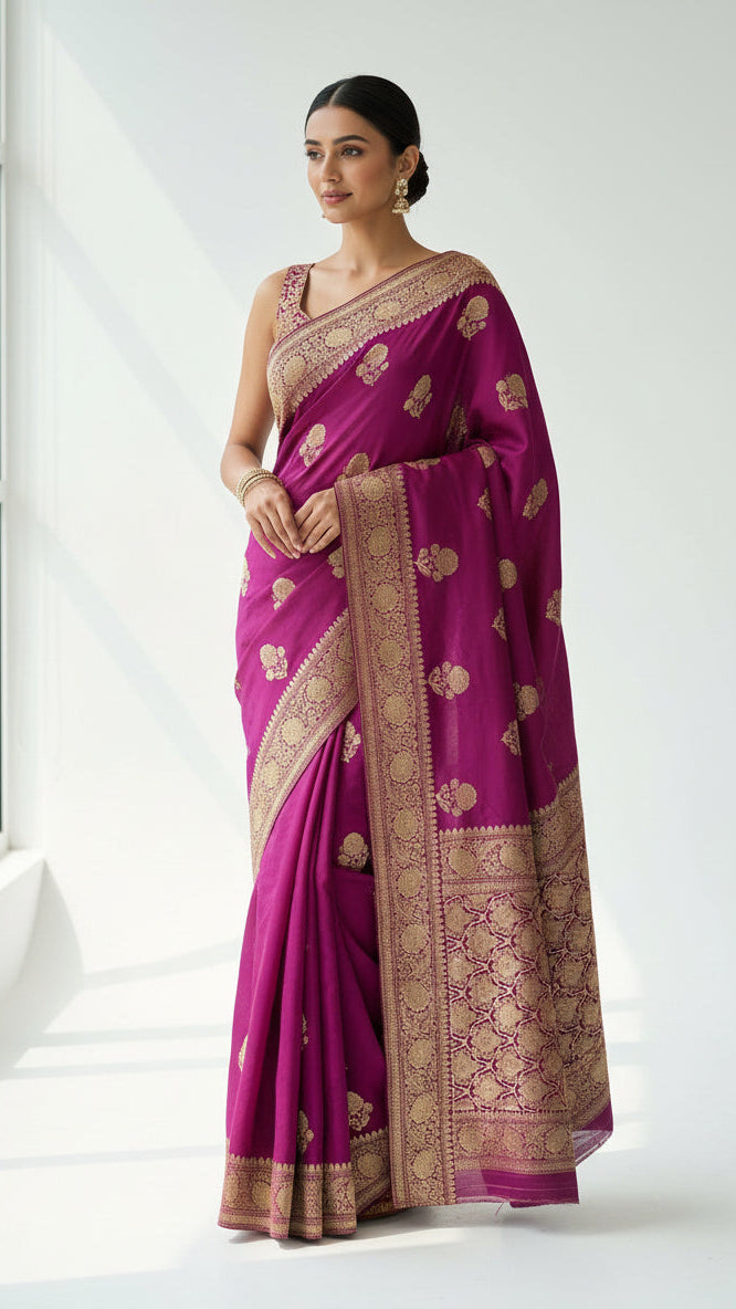 Purple mashru satin saree