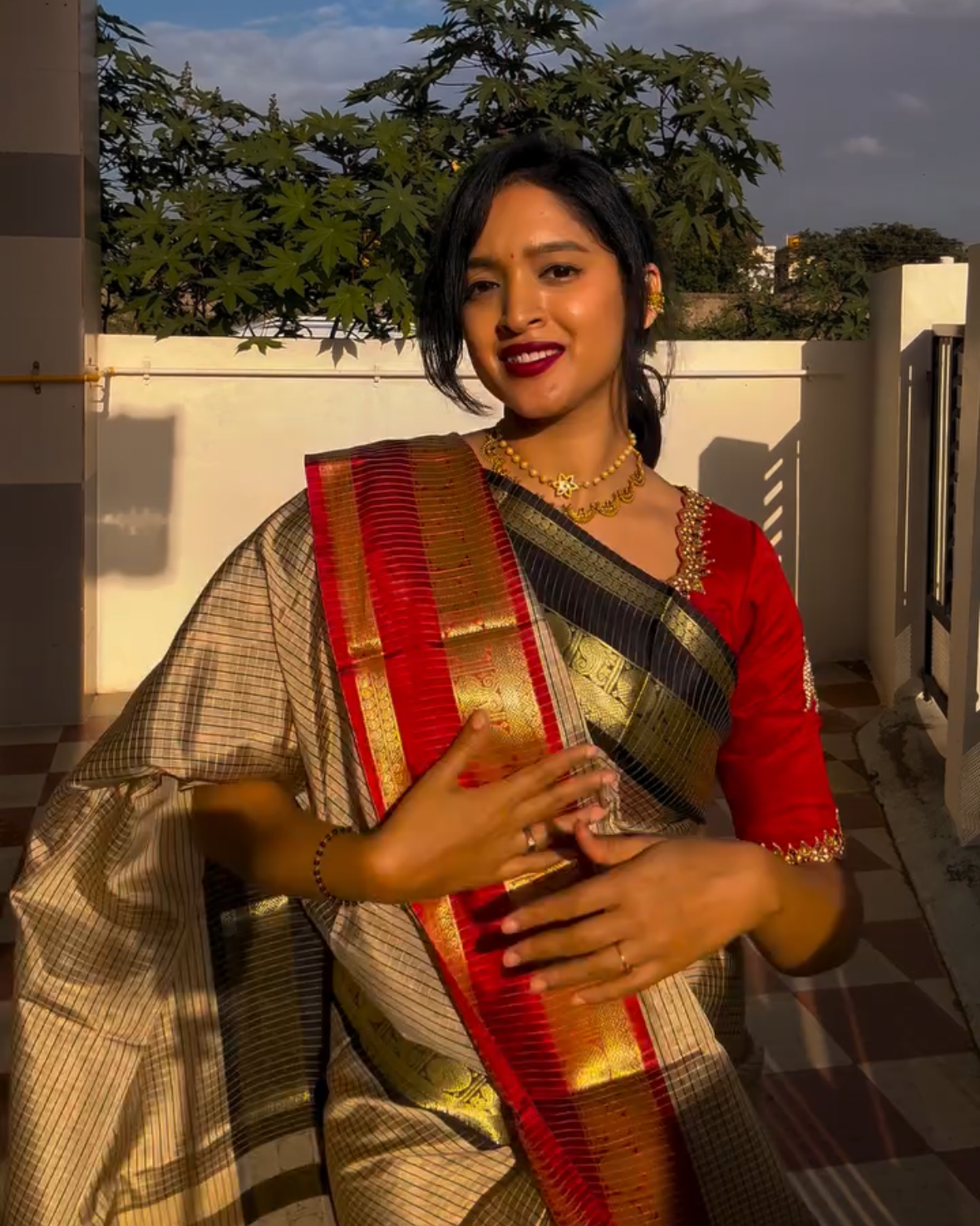 Grey with contrast border semi silk saree