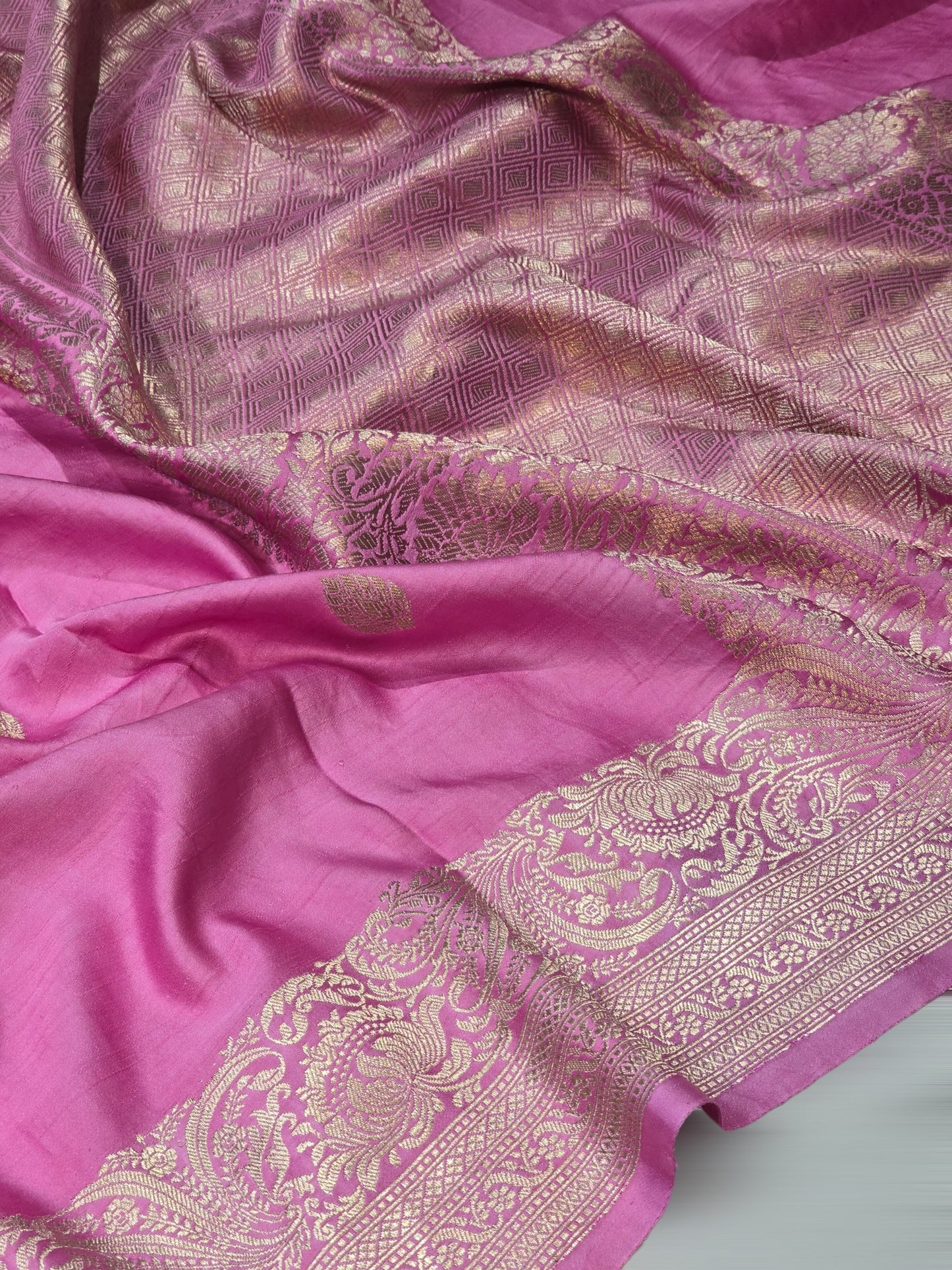 Pink pure mashru silk saree