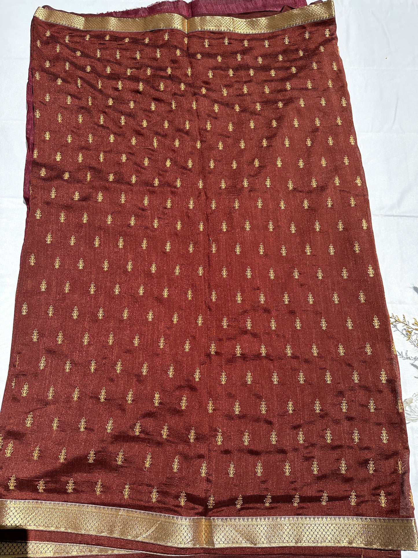 Brown Kashmiri embroidery saree