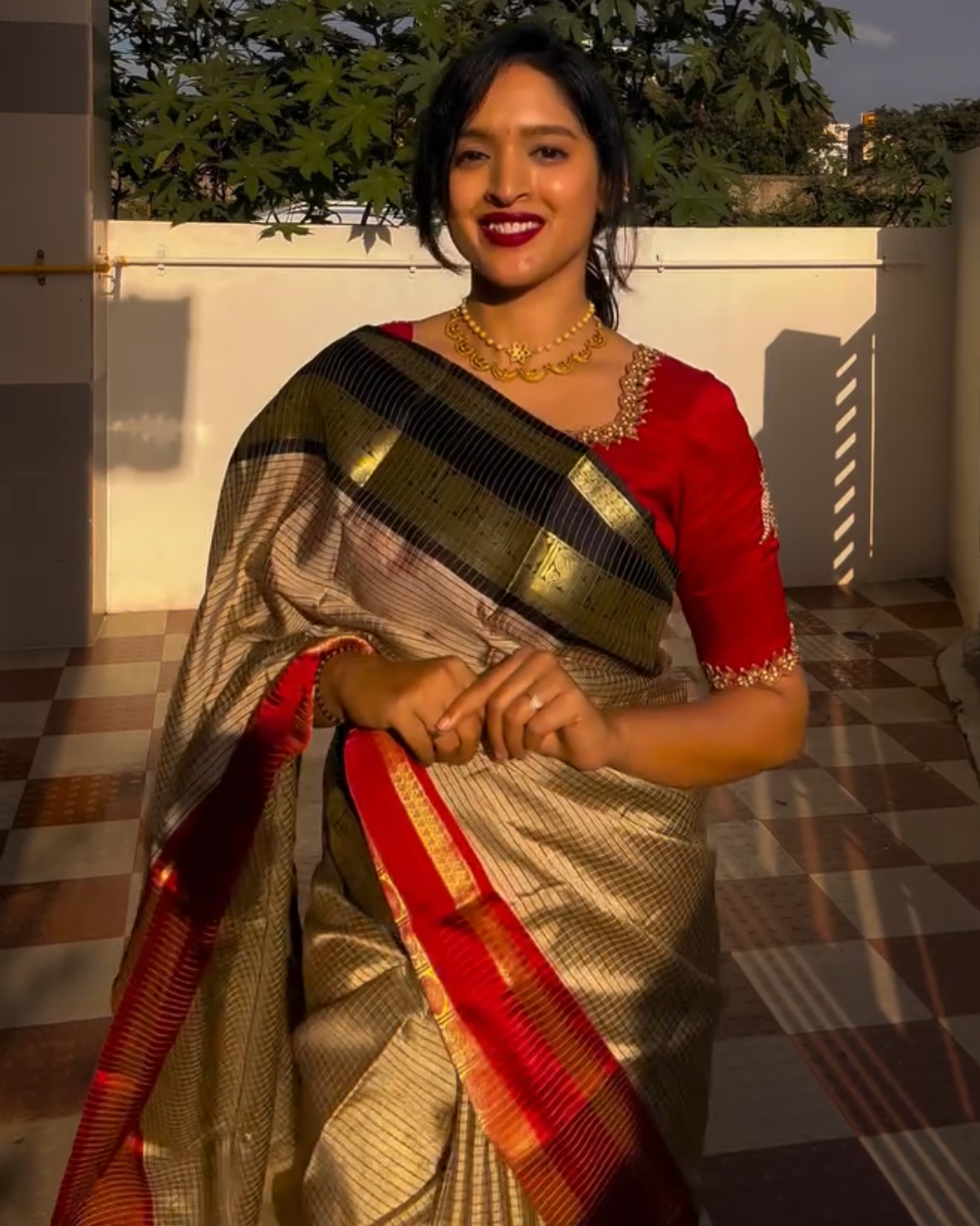 Grey with contrast border semi silk saree