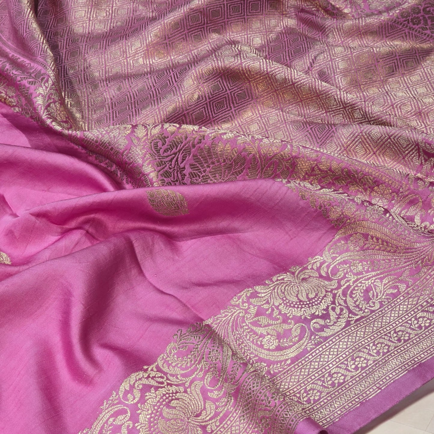 Pink pure mashru silk saree