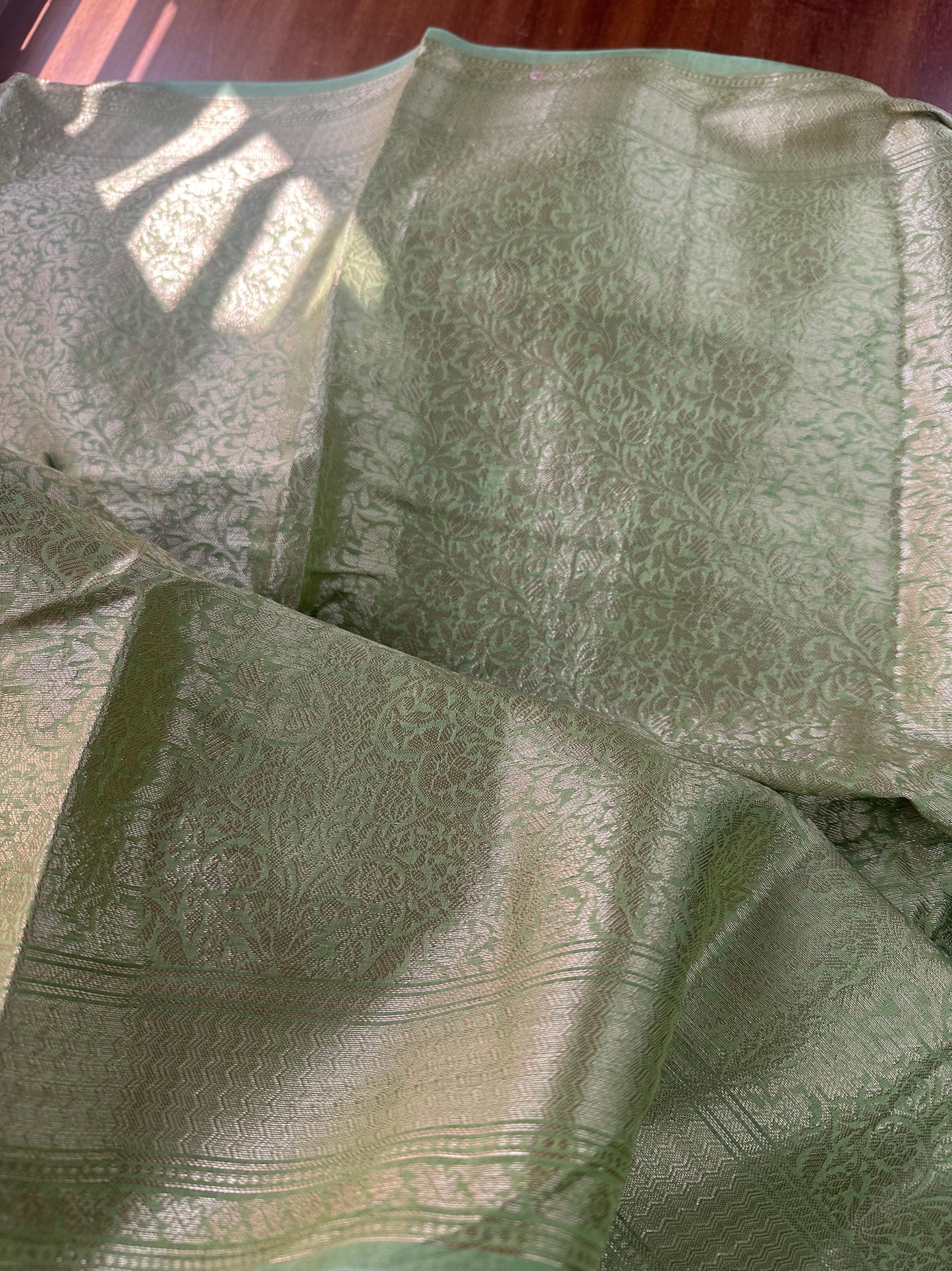 Green Chanderi cotton silk